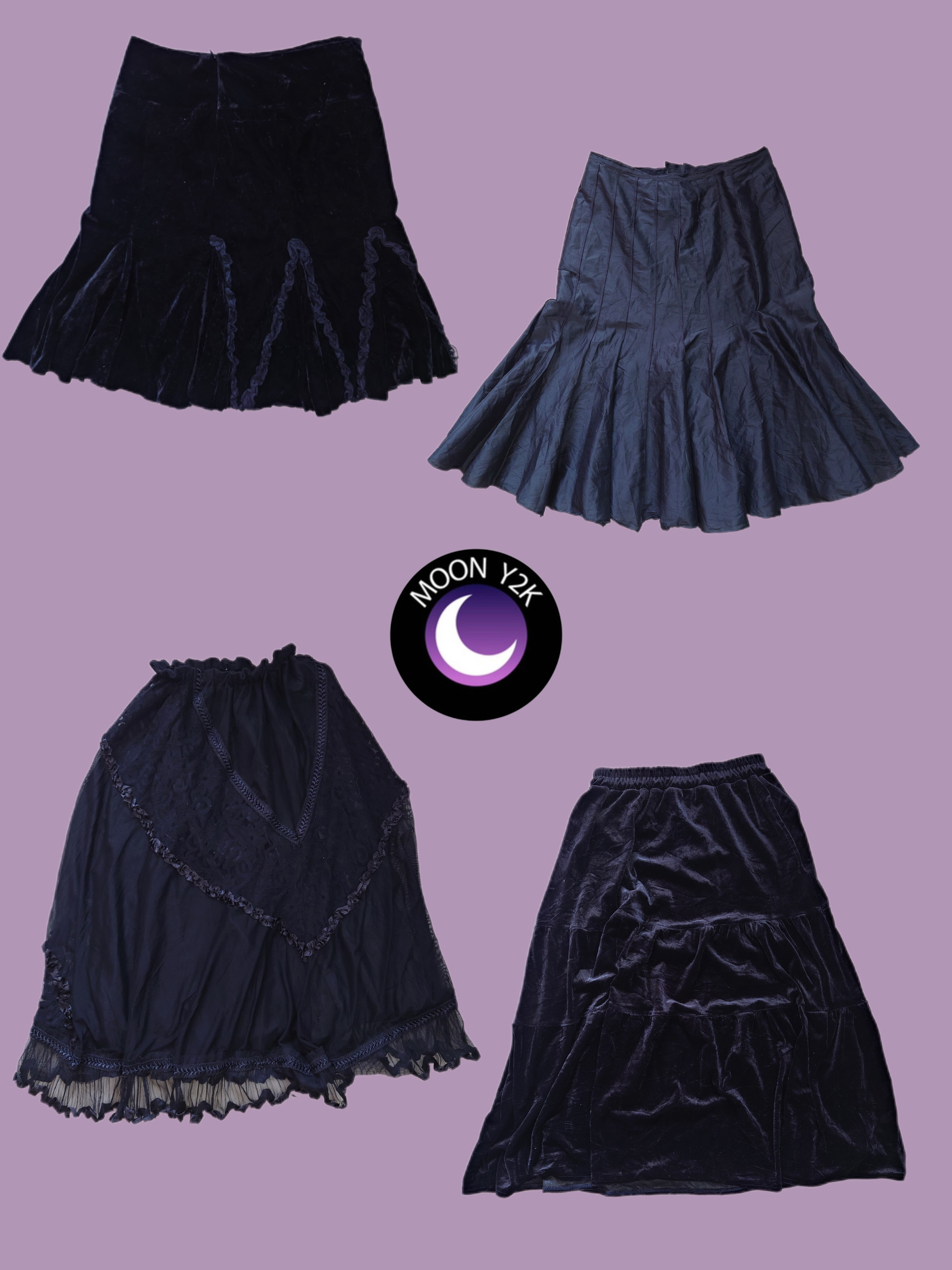 Jupes noires gothiques Y2K (M-723)