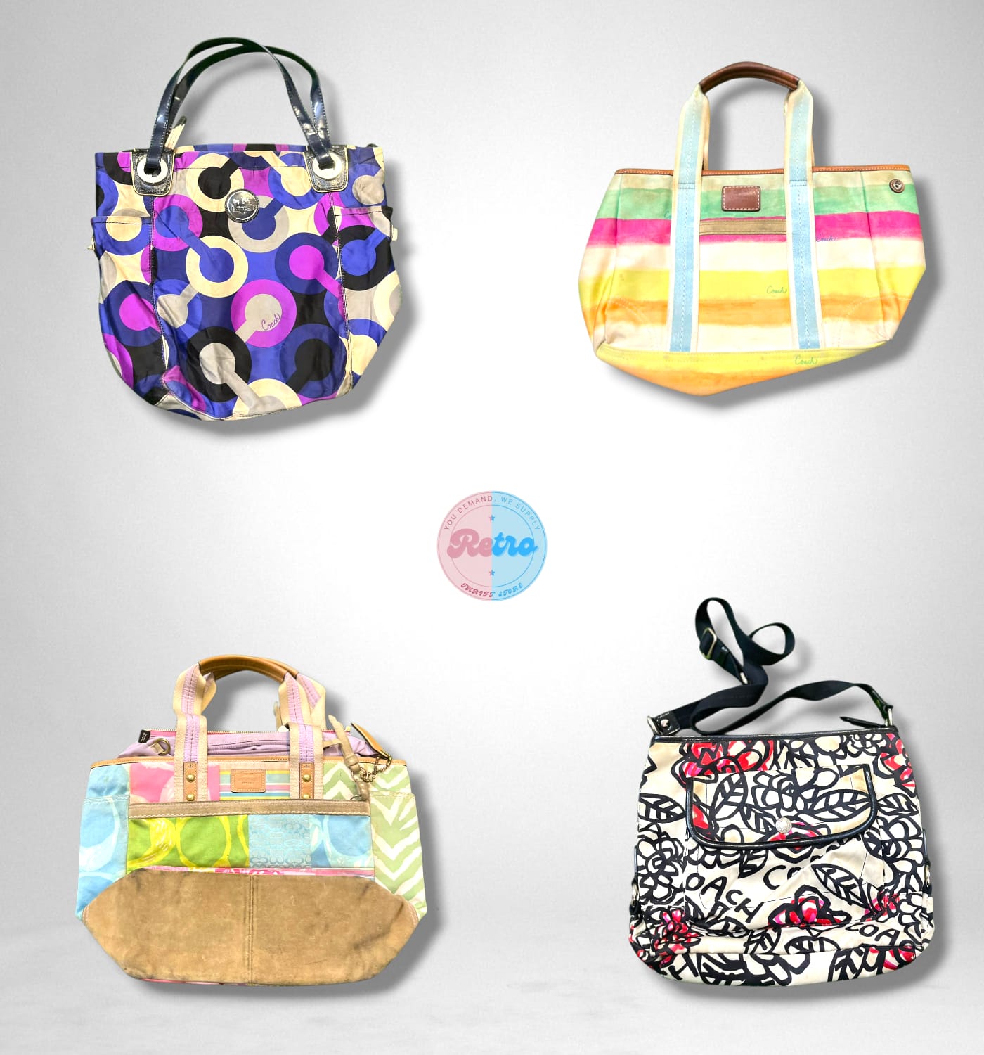 Retro Coach Poppy & Patchwork Handbag Lot (E)