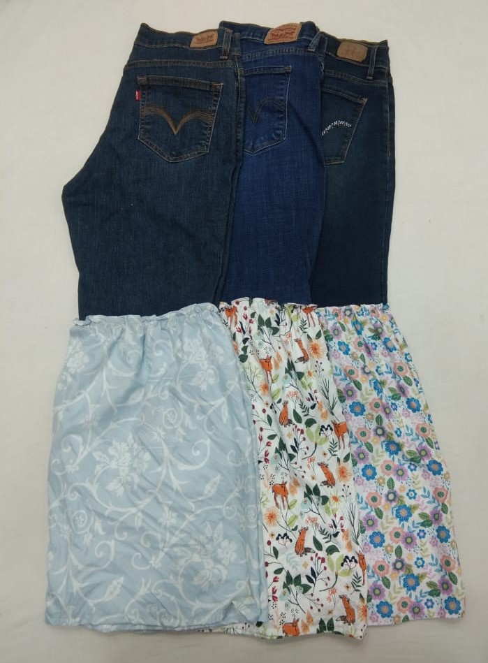 CR5388 Upcycled Denim & Polyester Flare Pants