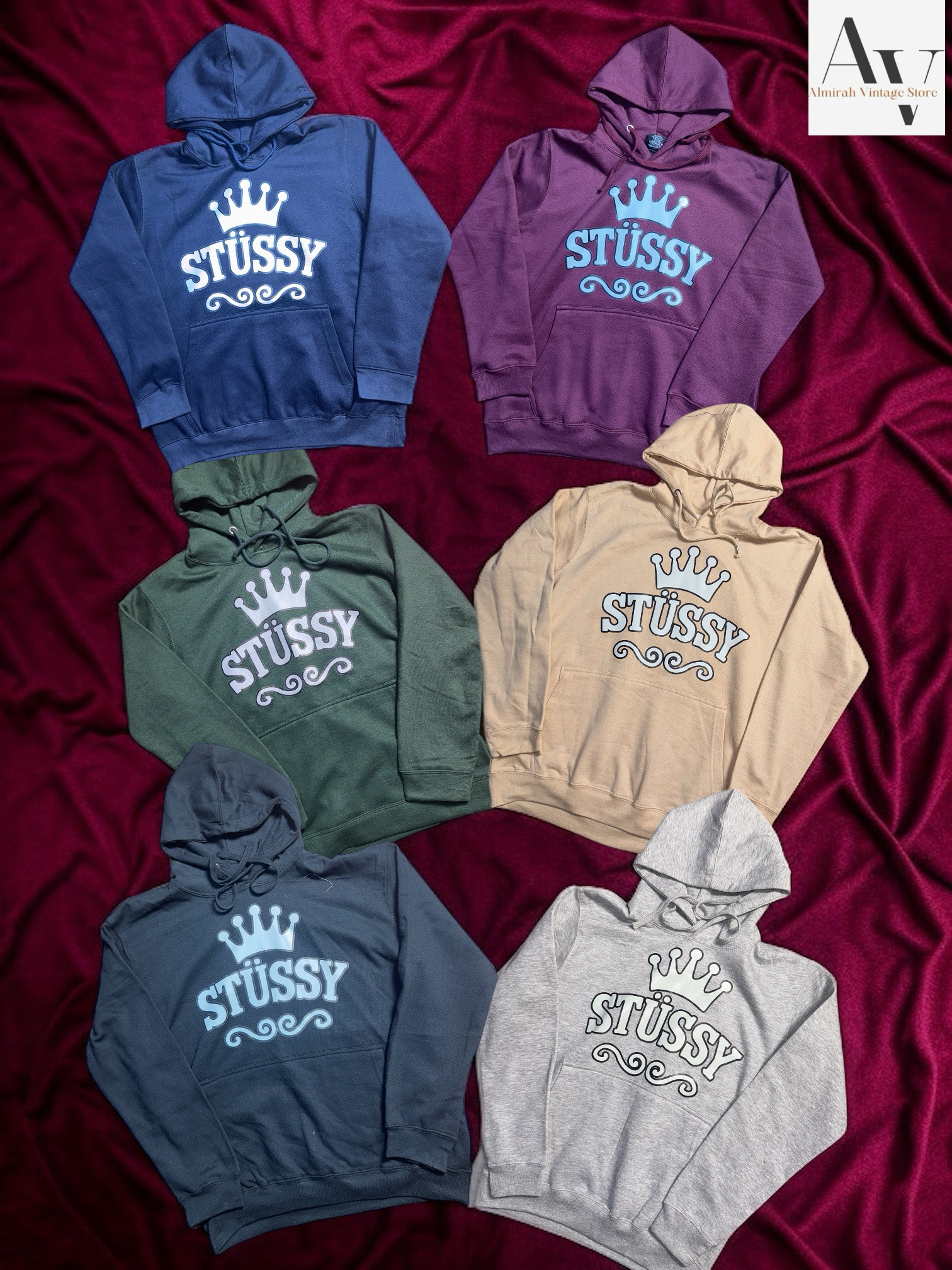 Stussy printed crown hoodies (rework style)