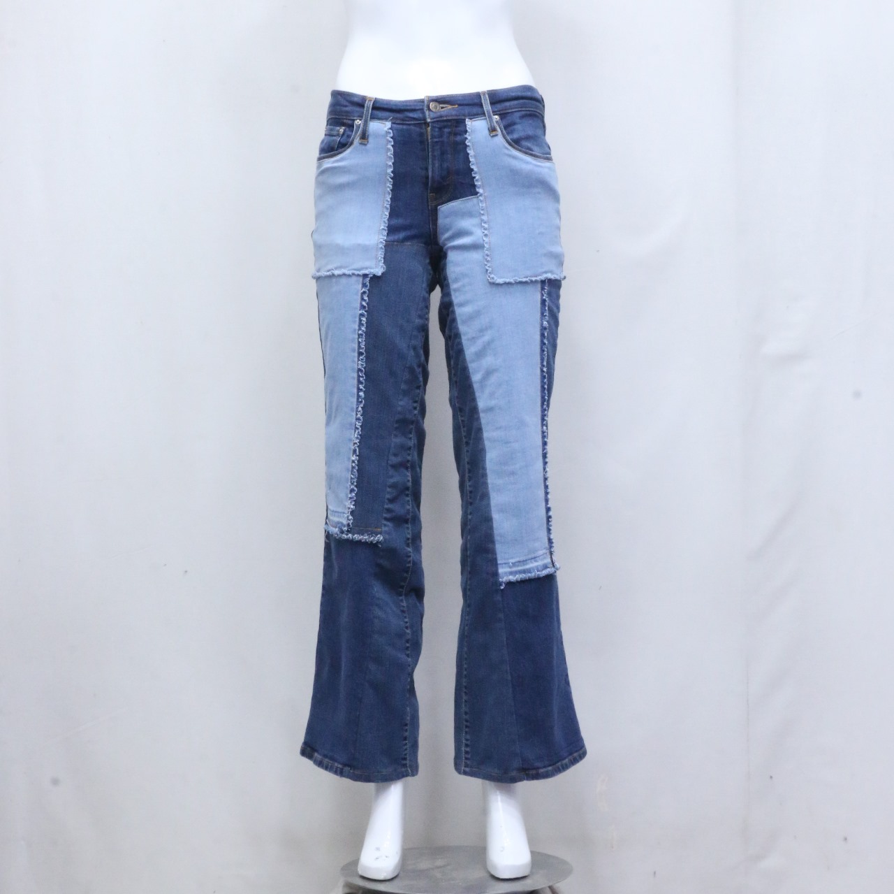 「CR762 アップサイクル パッチワーク フレア デニム ジーンズ」