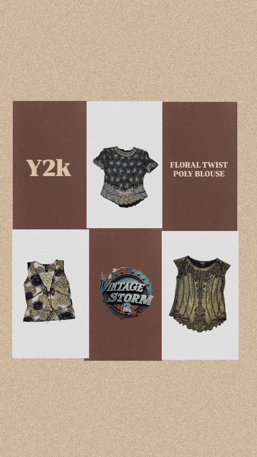 Y2k Floral Twist Poly Blouse