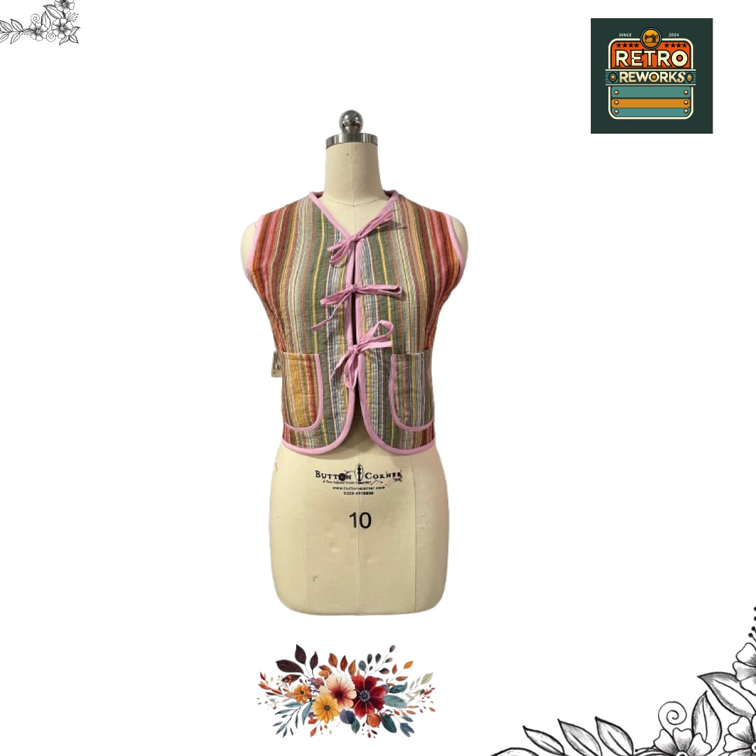 SS25 Reworked Tie Front Quilt Gilets