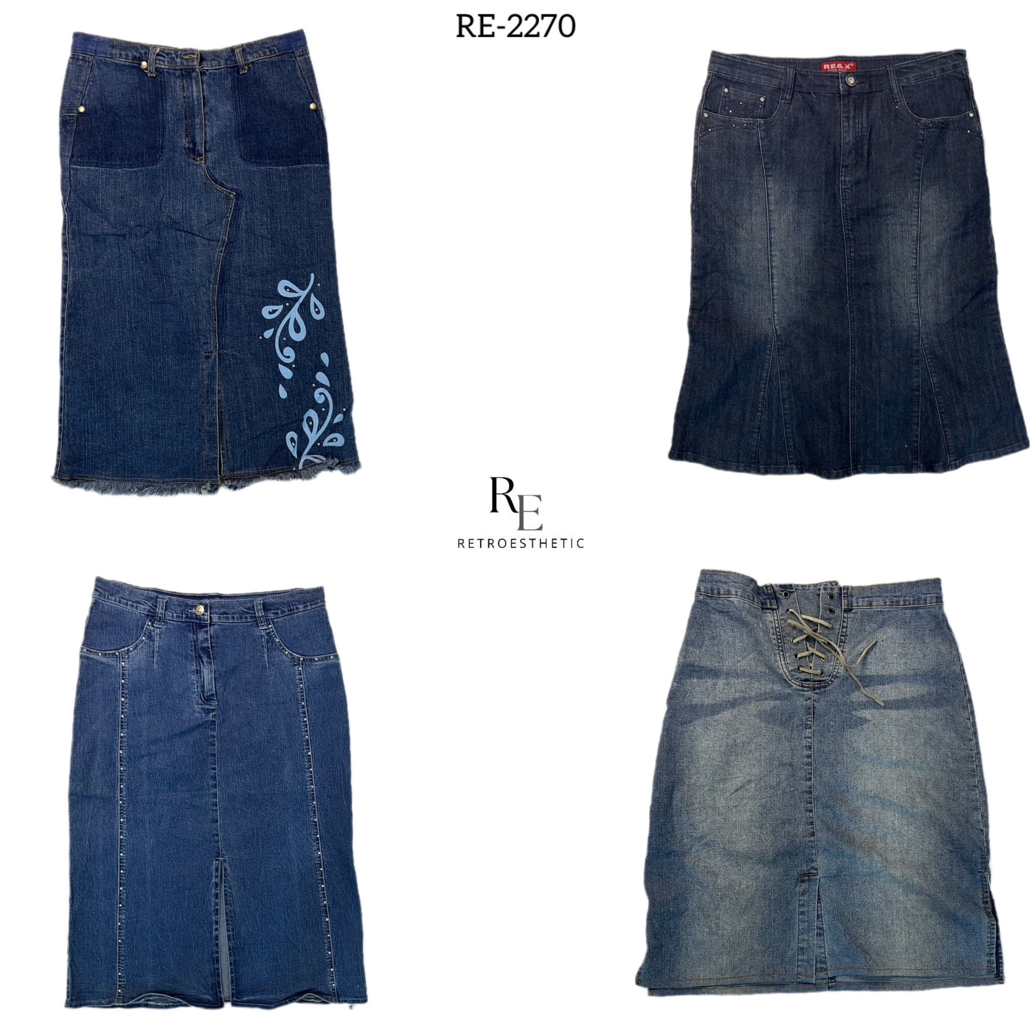 Y2K IT Girl Denim Midi skirts (RE-2270)