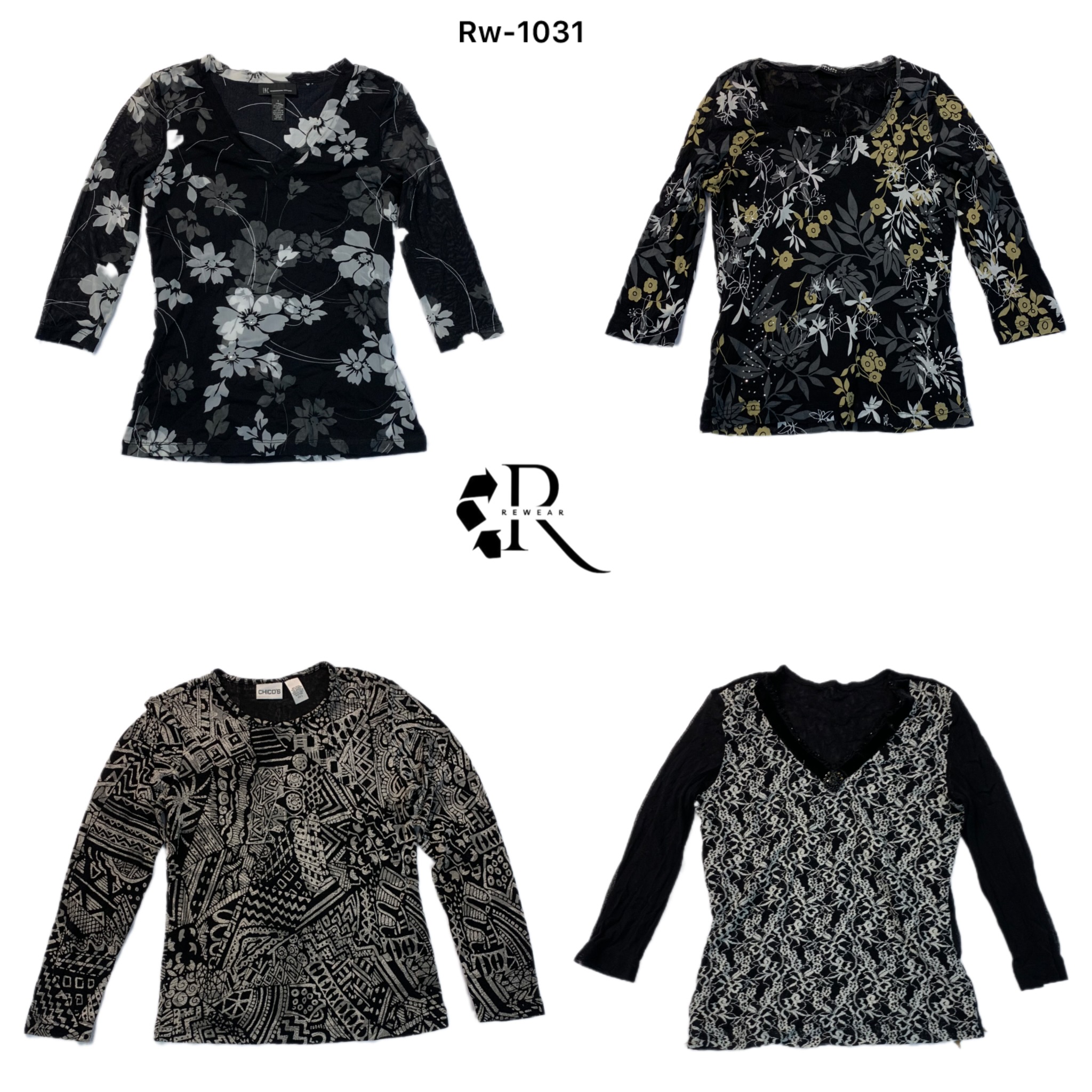 Y2K Schwarze Mesh Langarmoberteile (RW-1031)