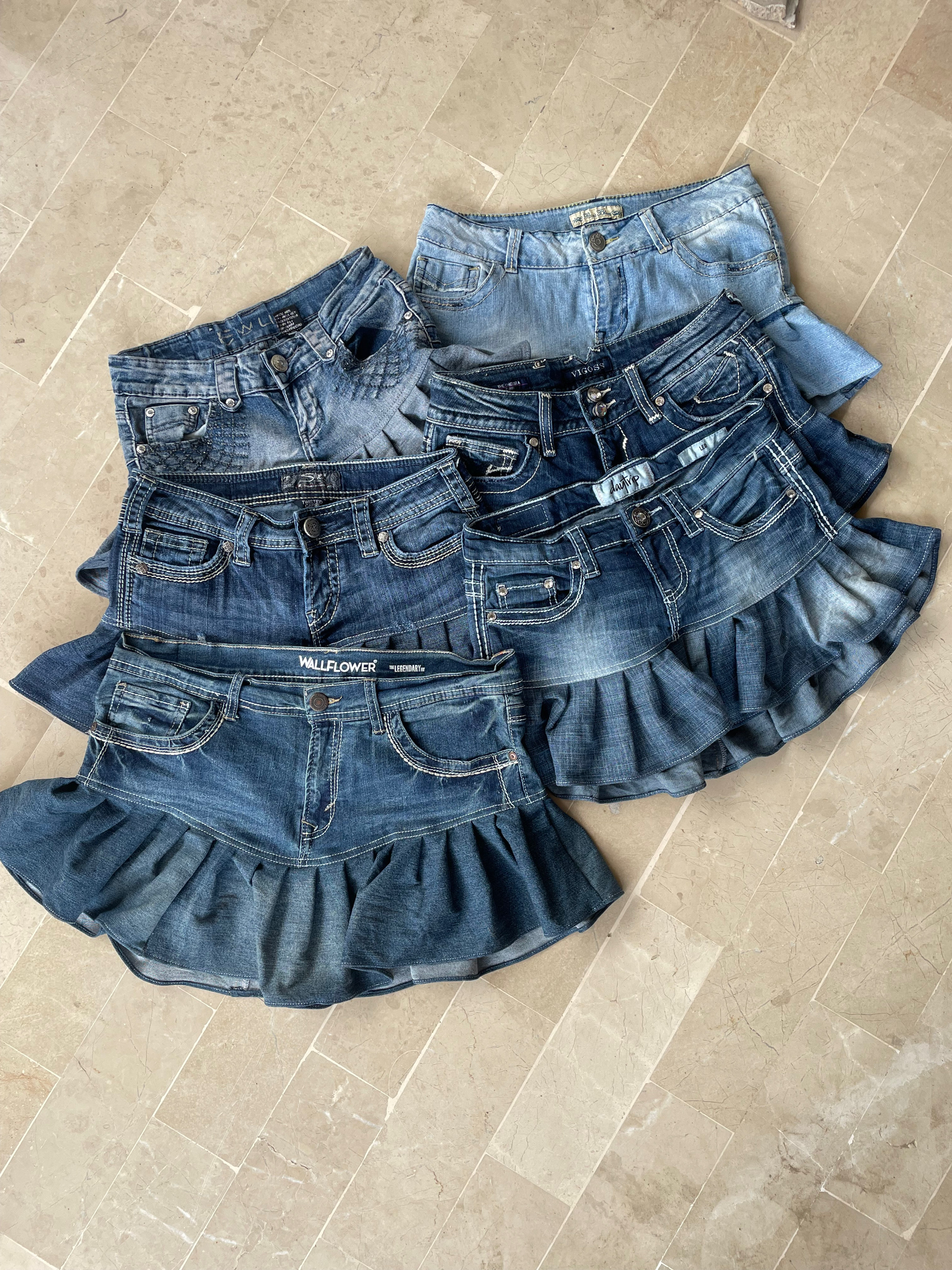 Upcycled Y2K Denim Mini Skirt - 25pcs MOQ