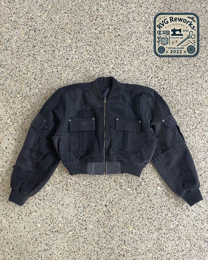Upcycled Denim Bomber Jacket