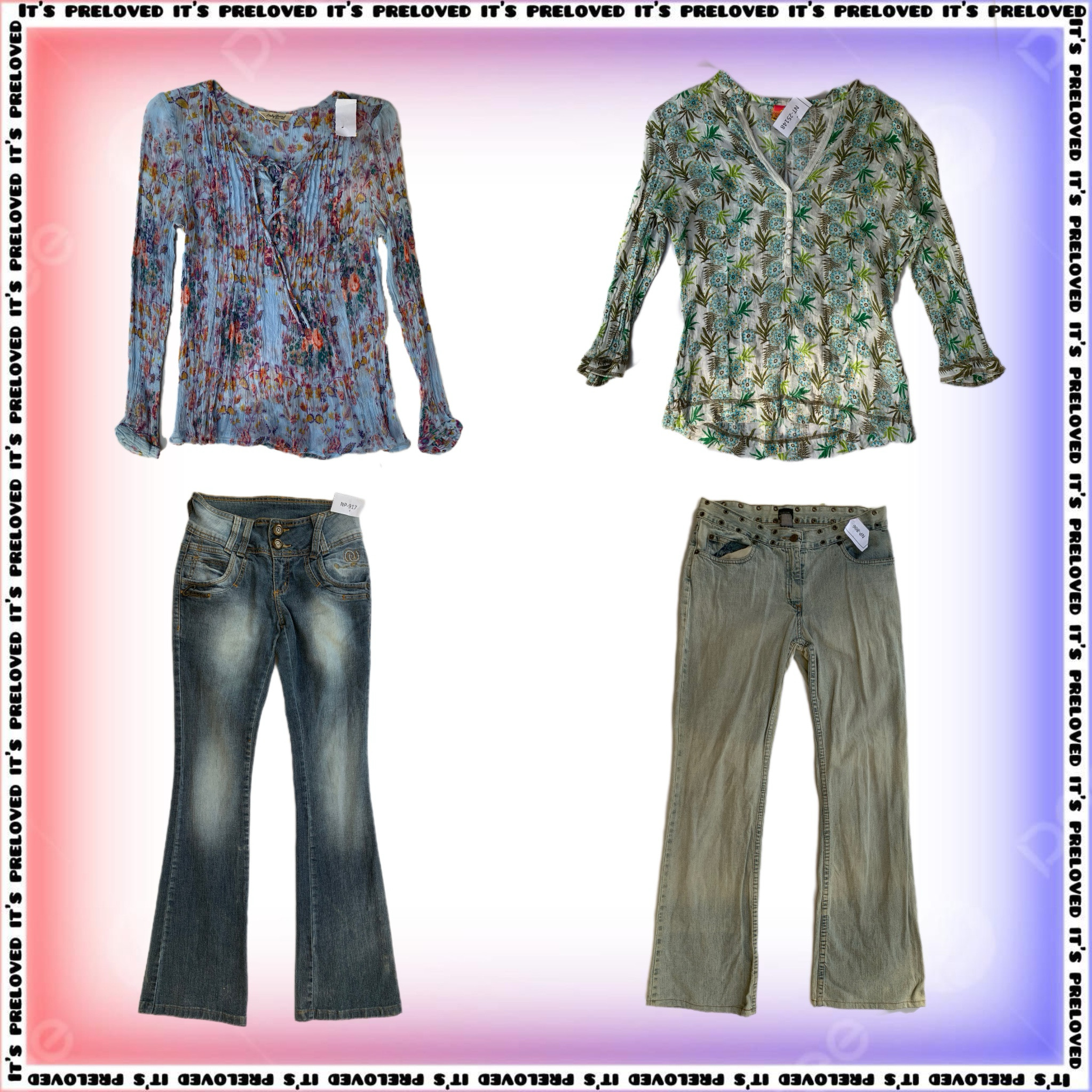 Retro no Estilo Y2K - Mistura de Tops e Jeans (SS-1459)