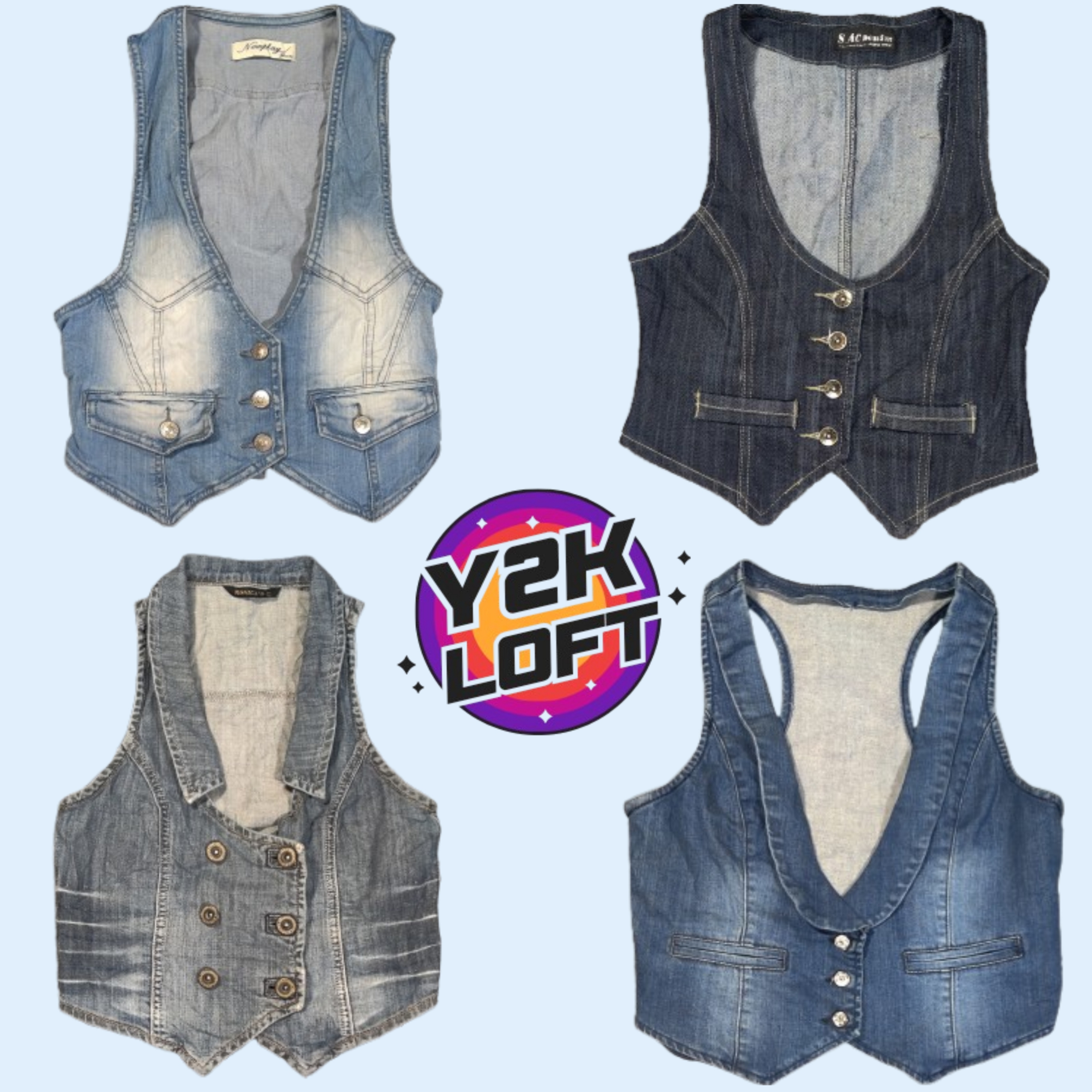 Coletes de Denim Y2K IT Girl