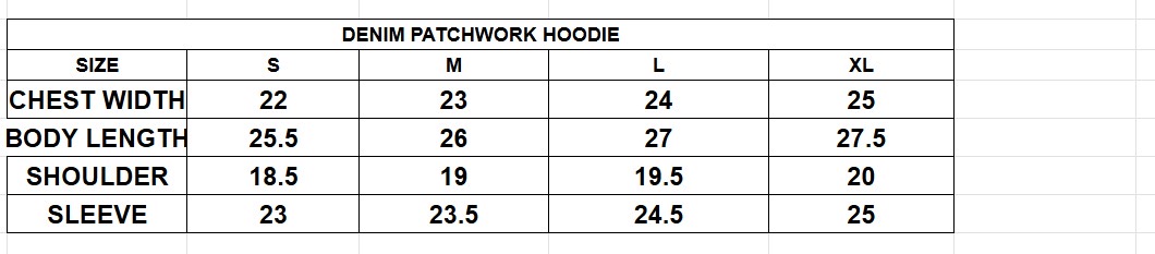 Upcycle Denim patchwork Hoodie