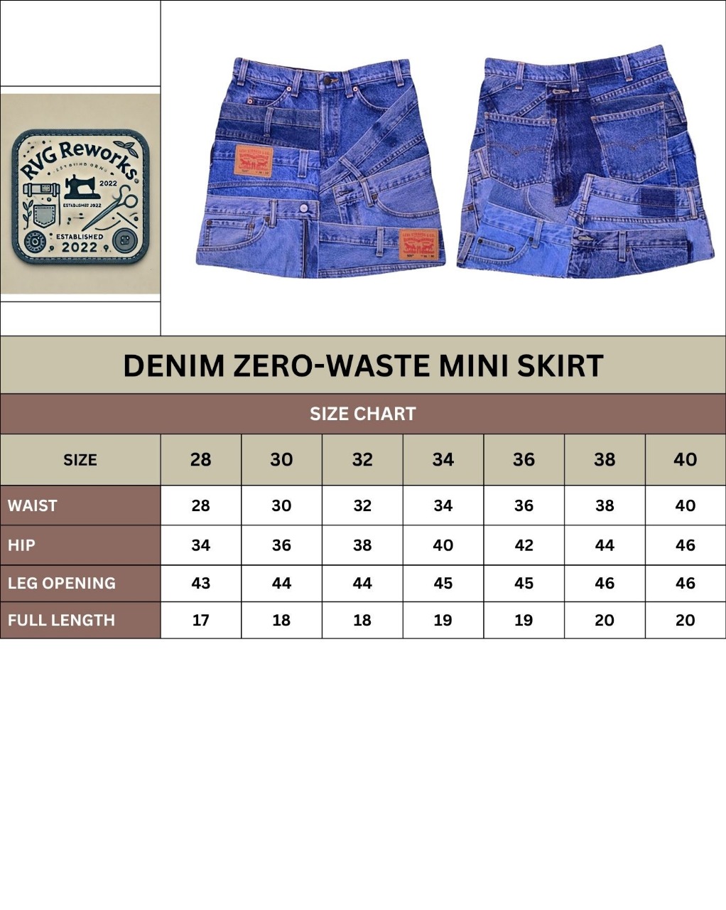 Saia de Denim Zero Waste Reciclada