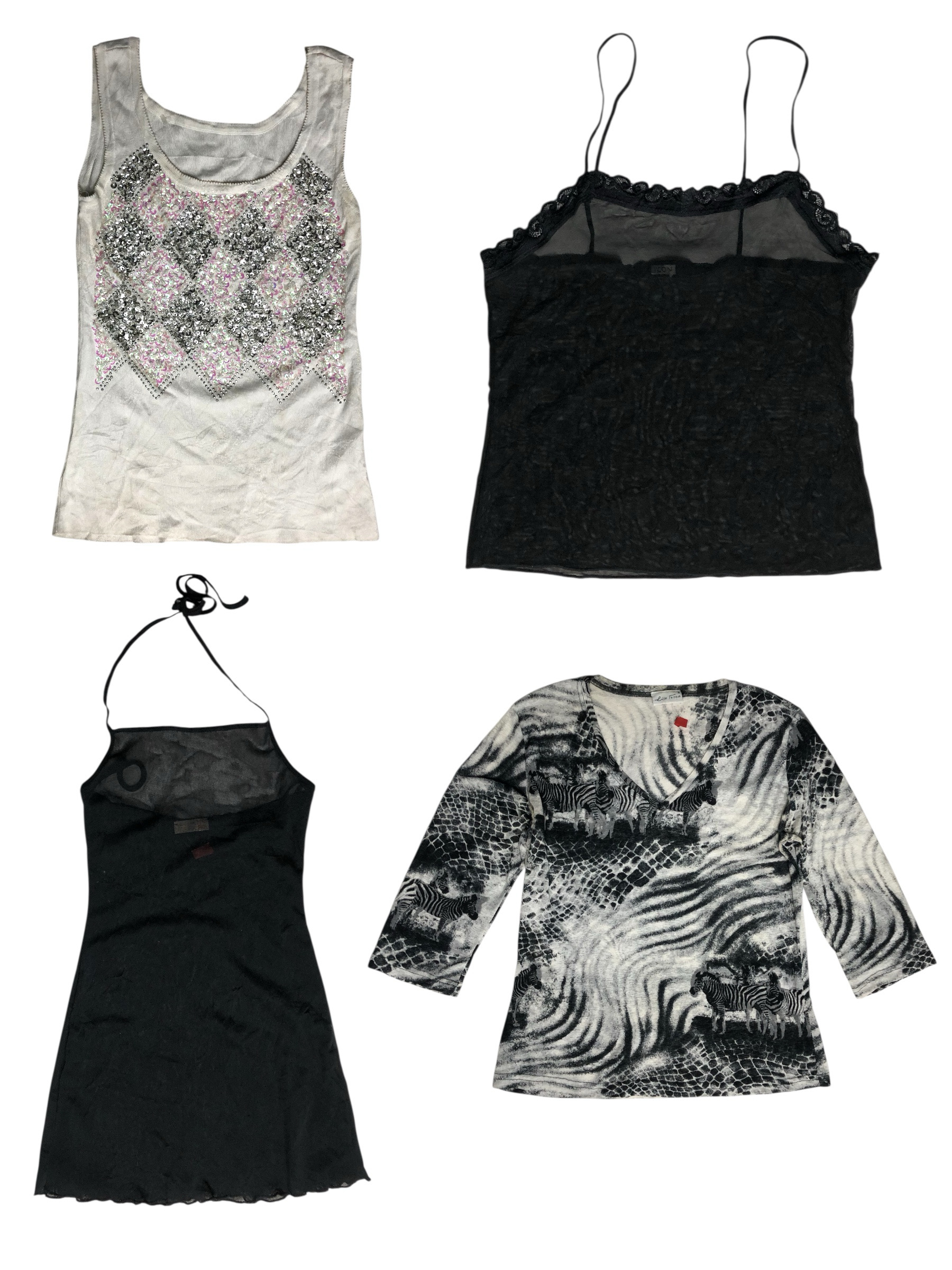 Y2k Shimmer e Tops Pretos: TT-026