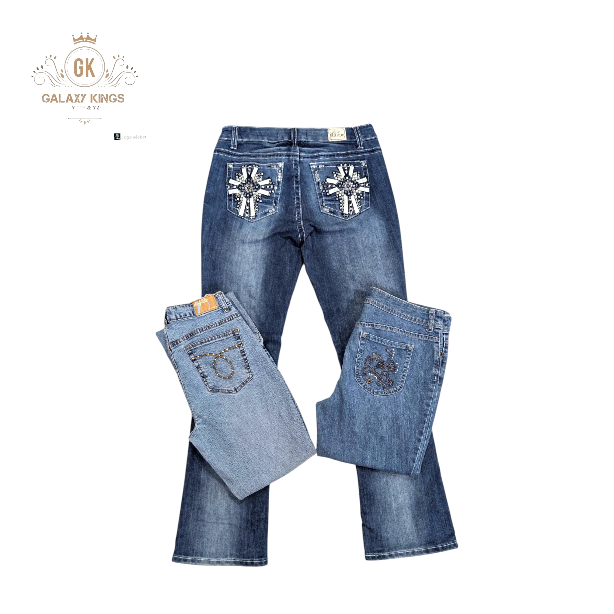 Y2K EMBELLISHED FLARE JEANS