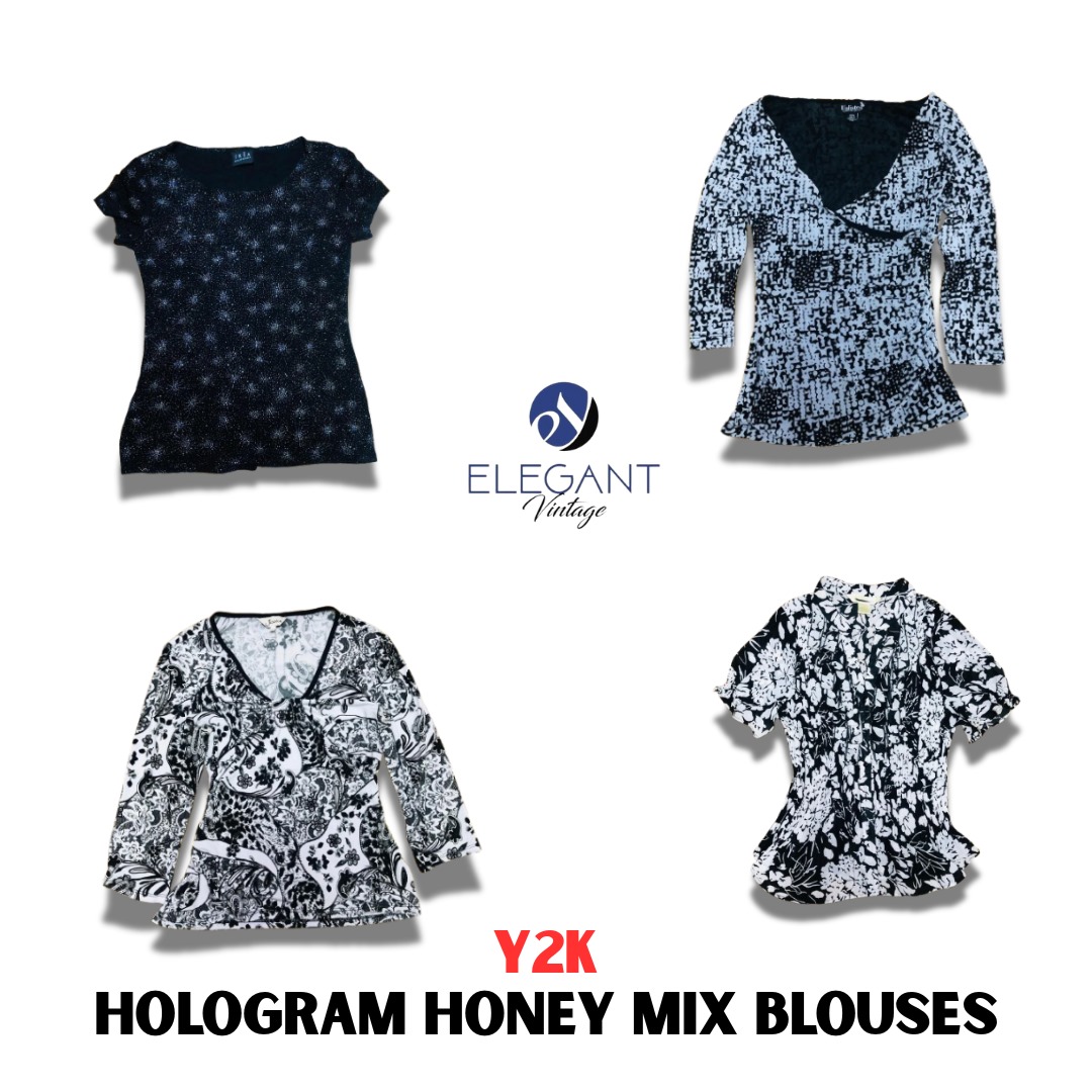 Y2K Hologram Honey Mix Blusen - EV1071