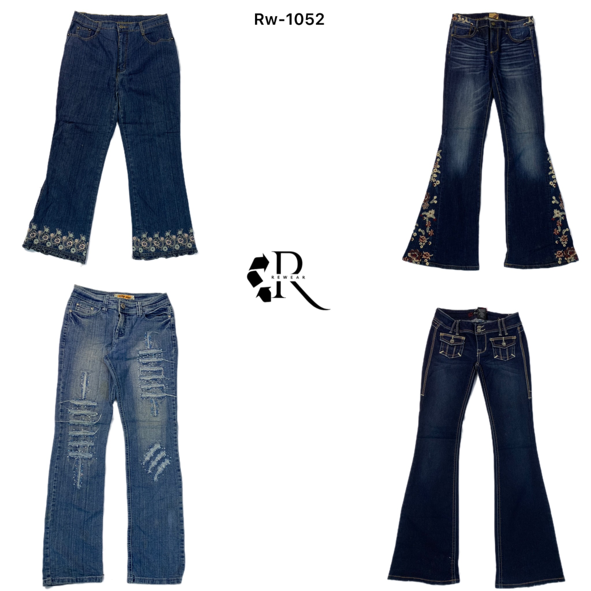 Y2L Unique Denim Flared Jeans (RW-1052)