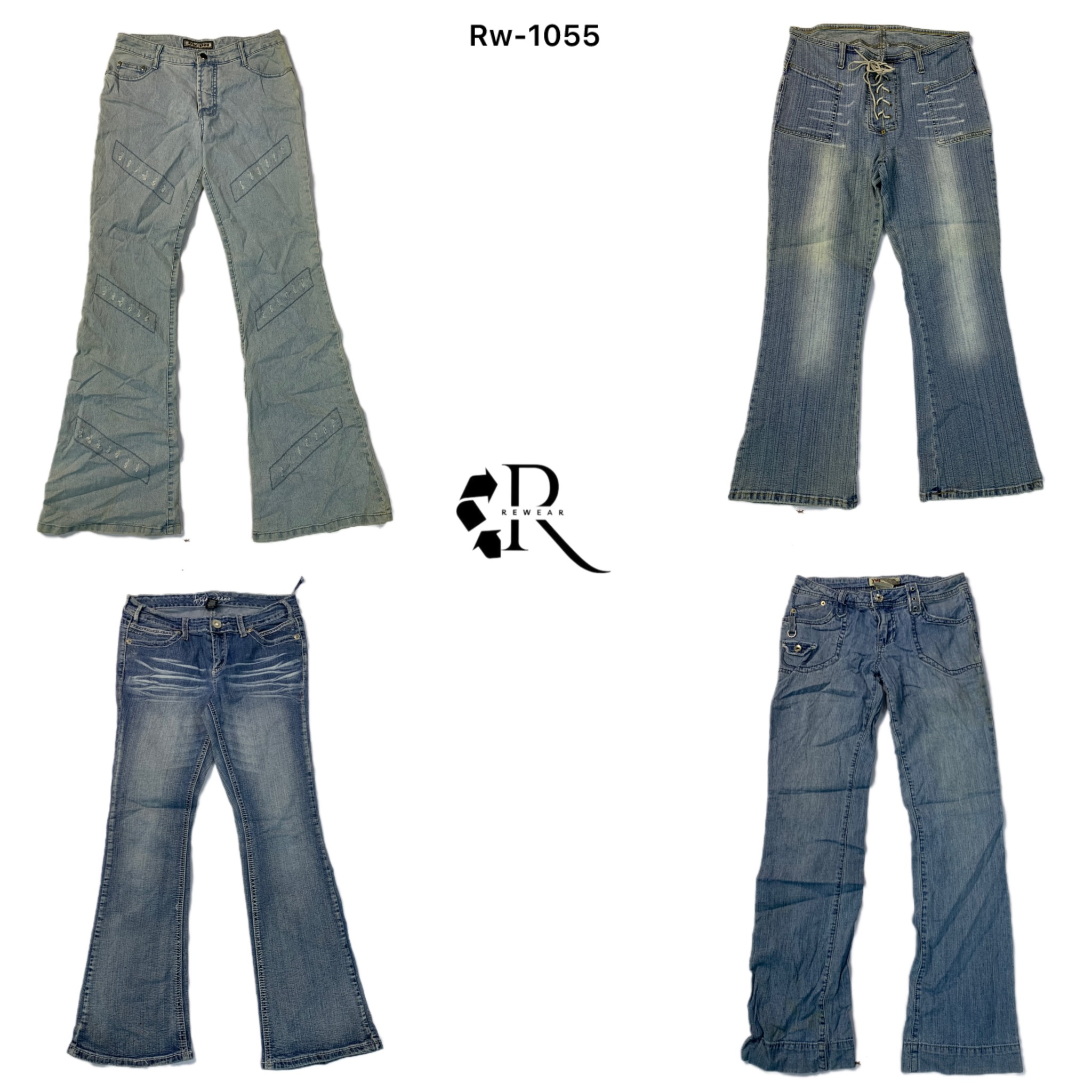 Y2K Unique Flare Denim Jeans (RW-1055)