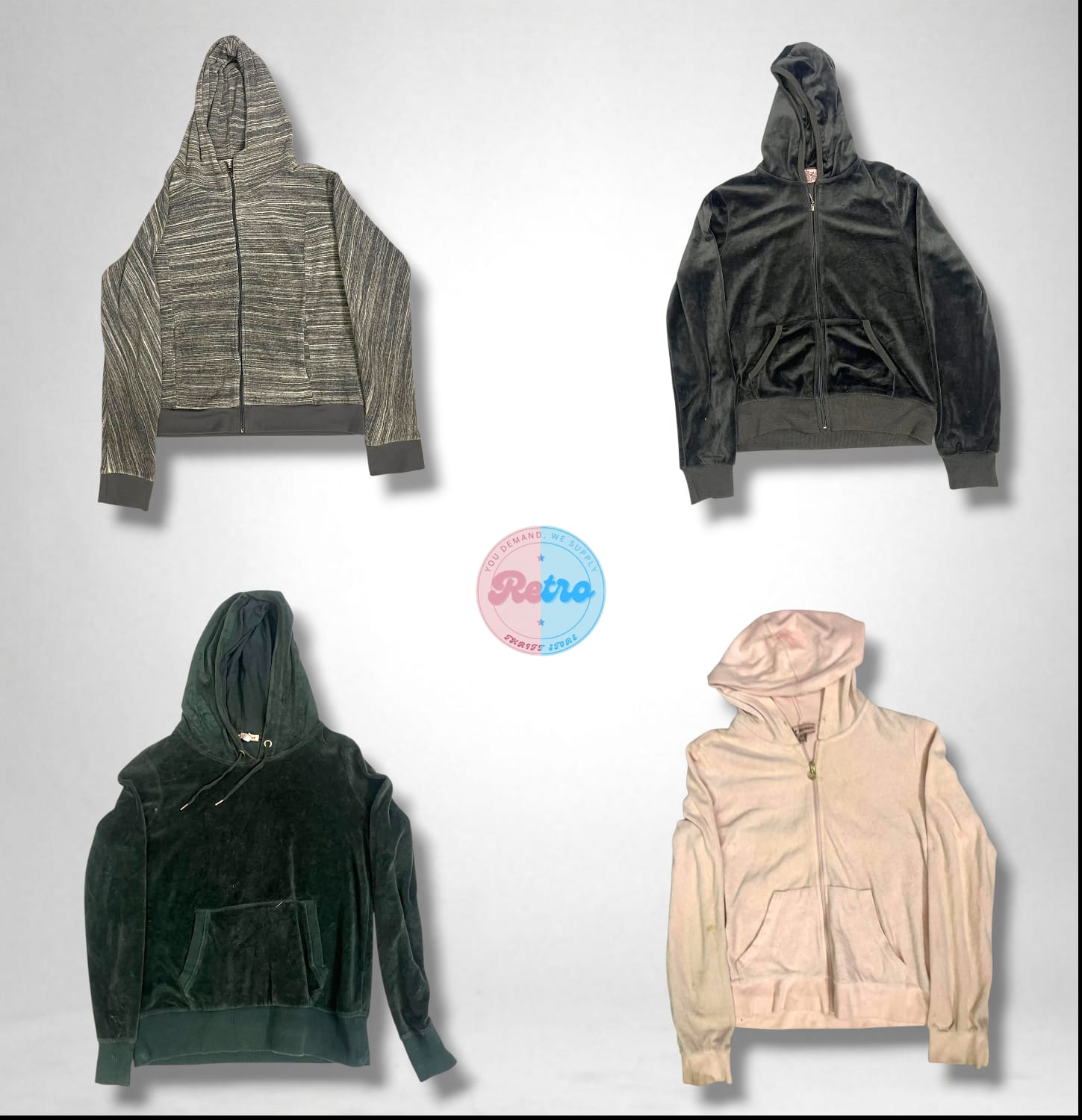 Il Sogno Y2K: Set di 4 Pezzi di Felpa in Velluto Juicy Couture (E)