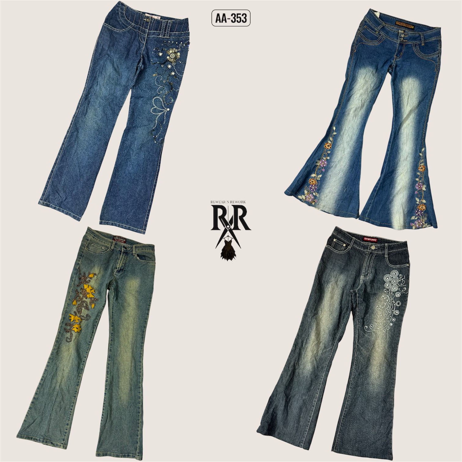 Y2K Britney Era Unique Mix Denim Jeans (AA-353)