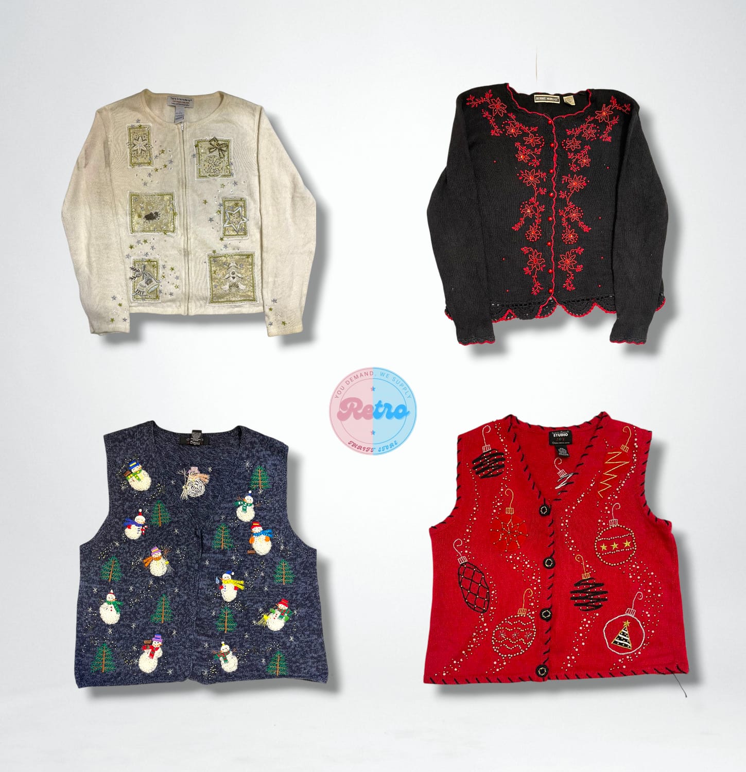 Vintage / Y2K Weihnachtsfestliche Rückblende Verzierte Strickwaren (E)