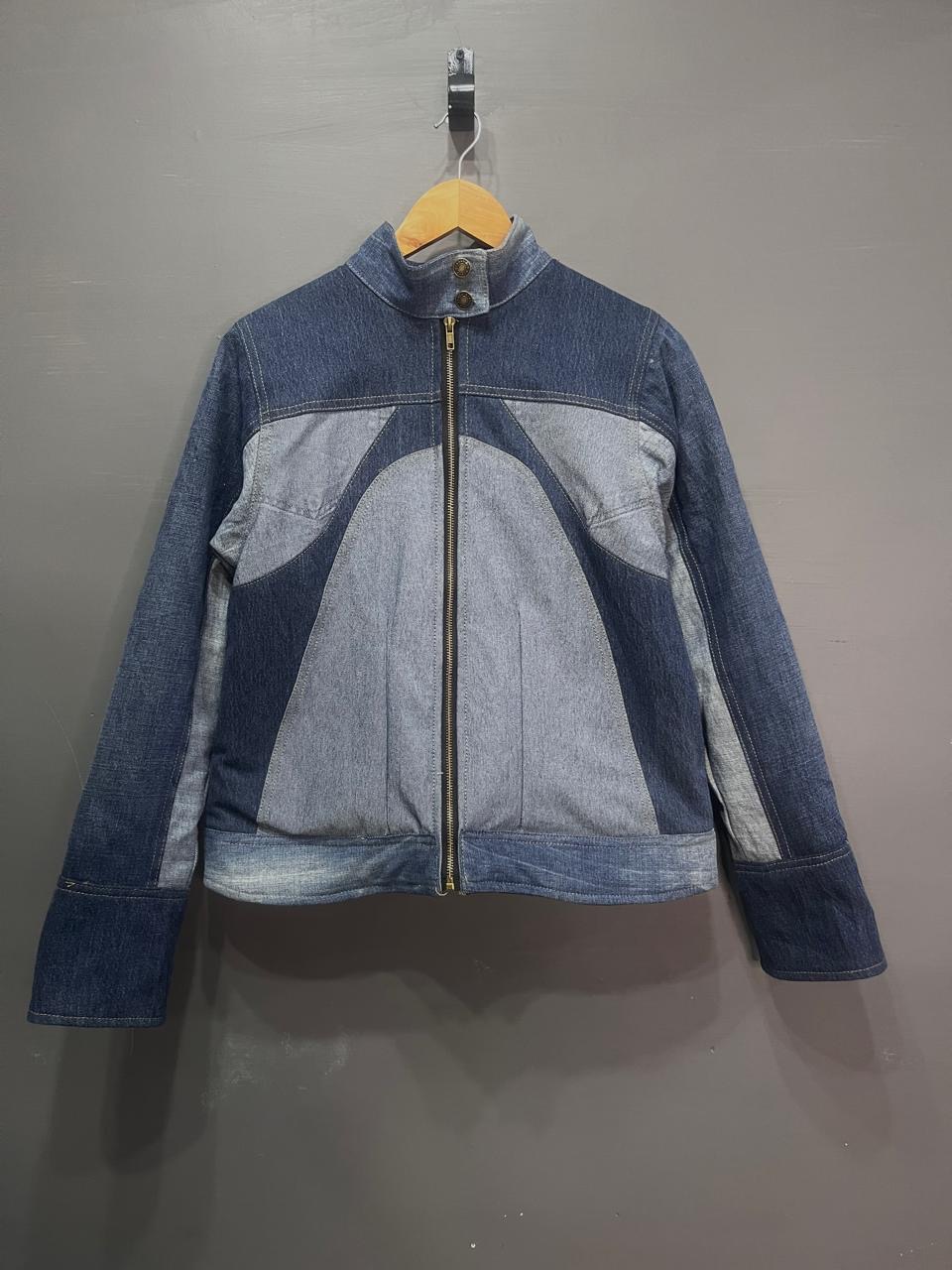 Upcycled Y2k Aesthetic Denim Biker Jacket