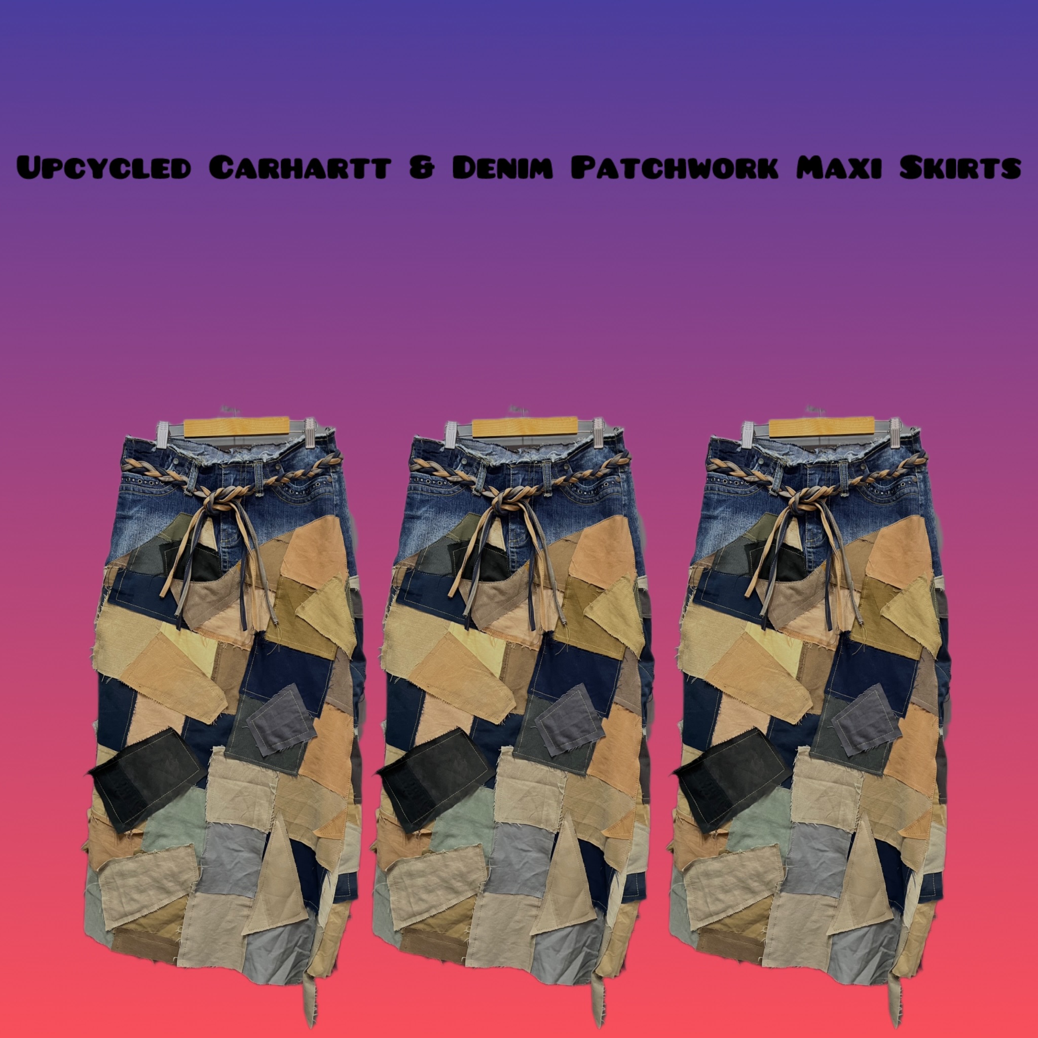 Upcycled Carhartt & Denim Patchwork Maxi Skirt (RE..