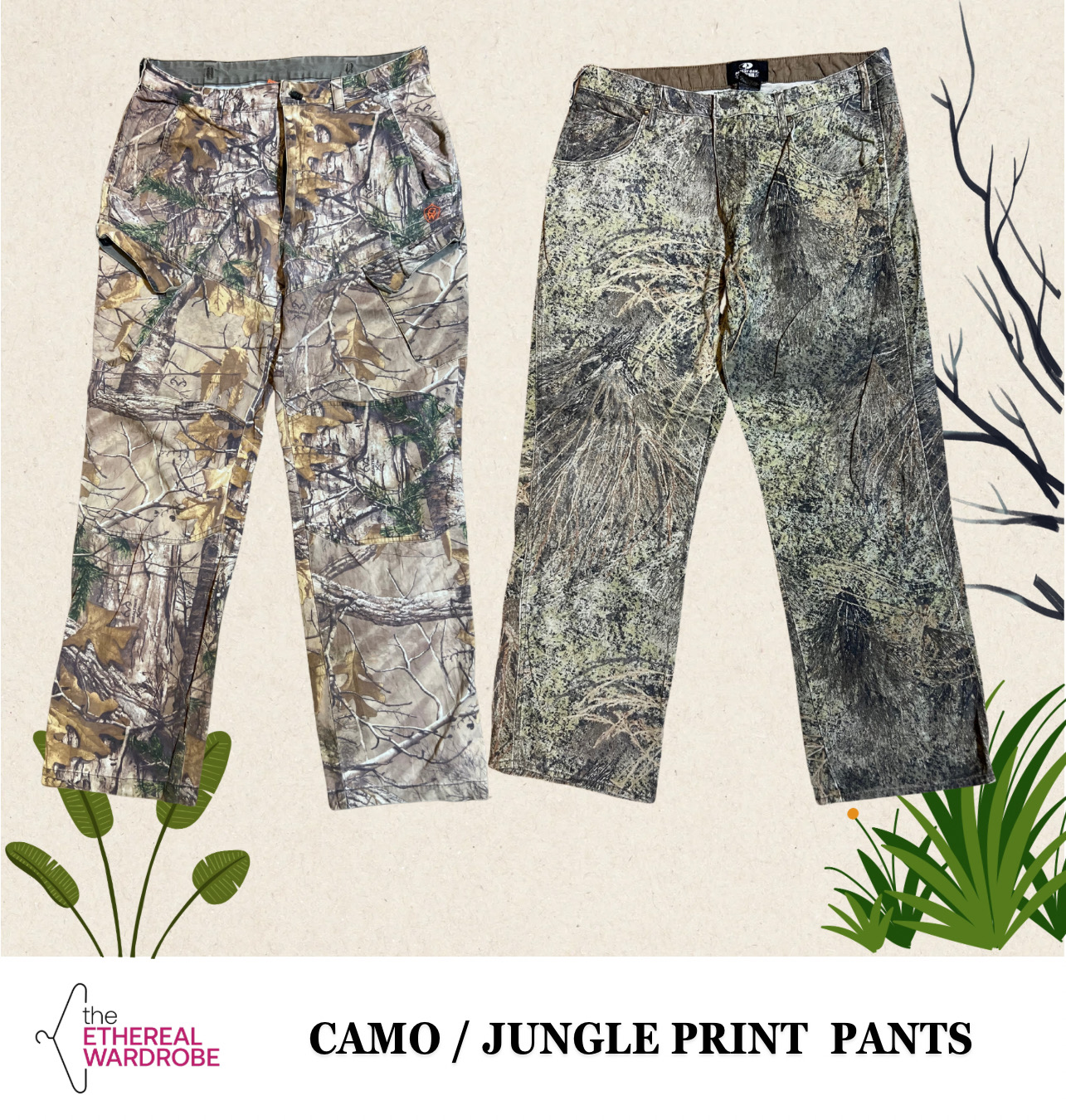 Pantaloni in stampa camo / giungla