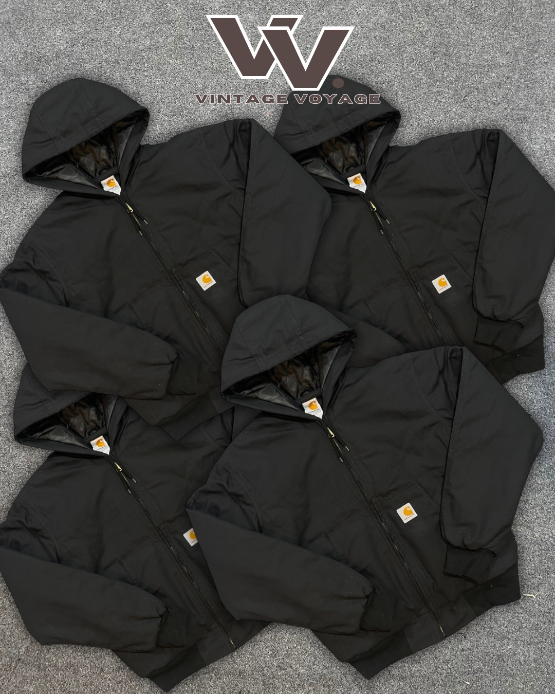 Carhartt umgestalteter Stil schwarze aktive Jacken #231025
