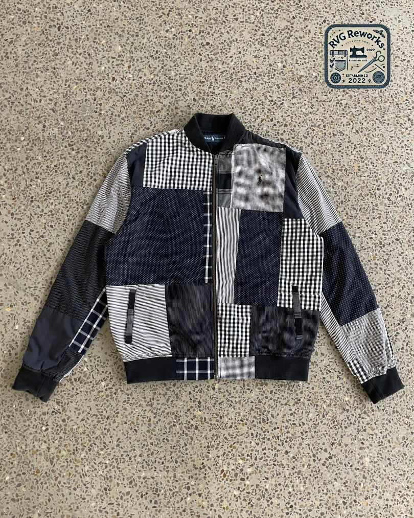 Upcycled RL Patchwork Harrington Jacket