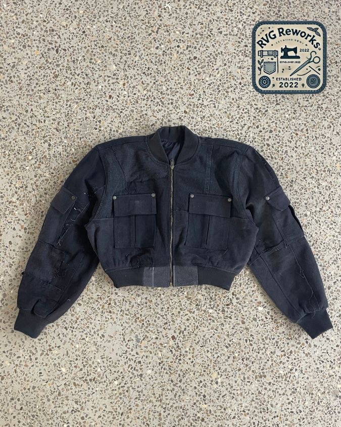Giubbotto Bomber in Denim Rigenerato