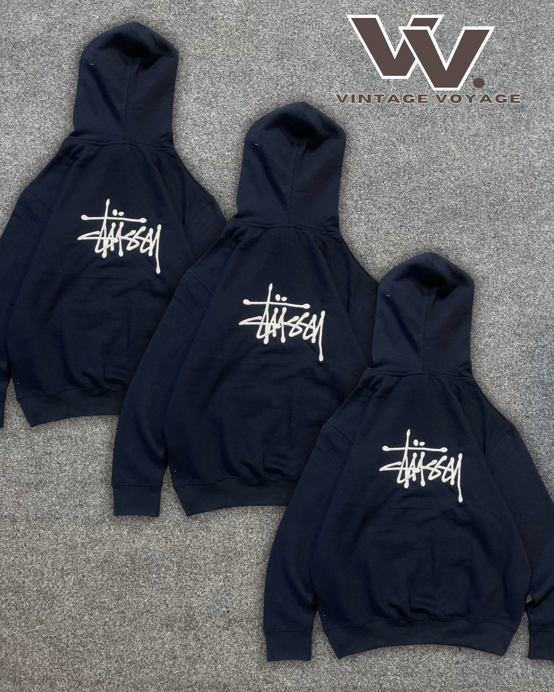 Stussy reestruturou o estilo moletons com capuz bordados na cor marinha #231025