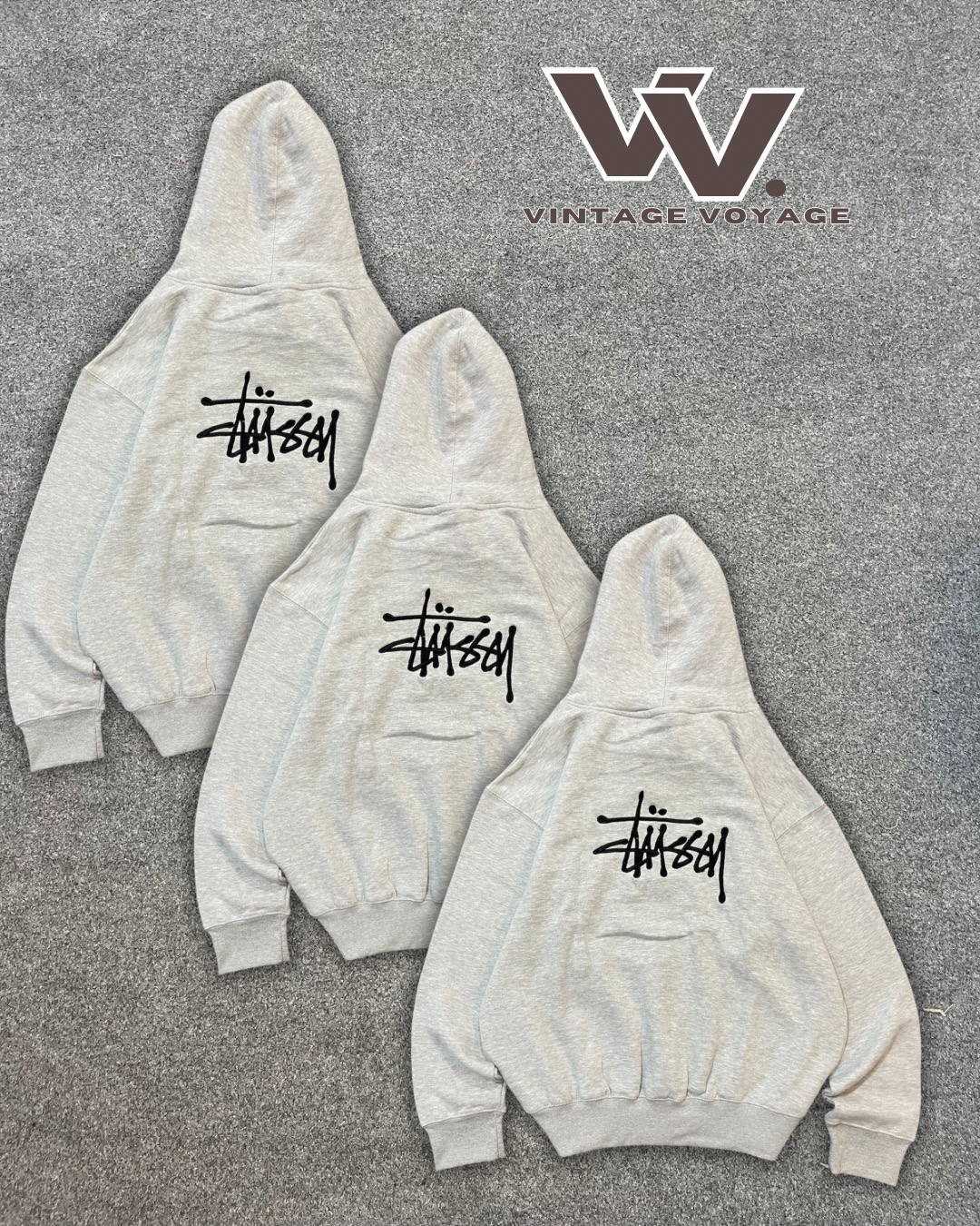 Stussy reworked style Gray embroidered pullover hoodies #231025
