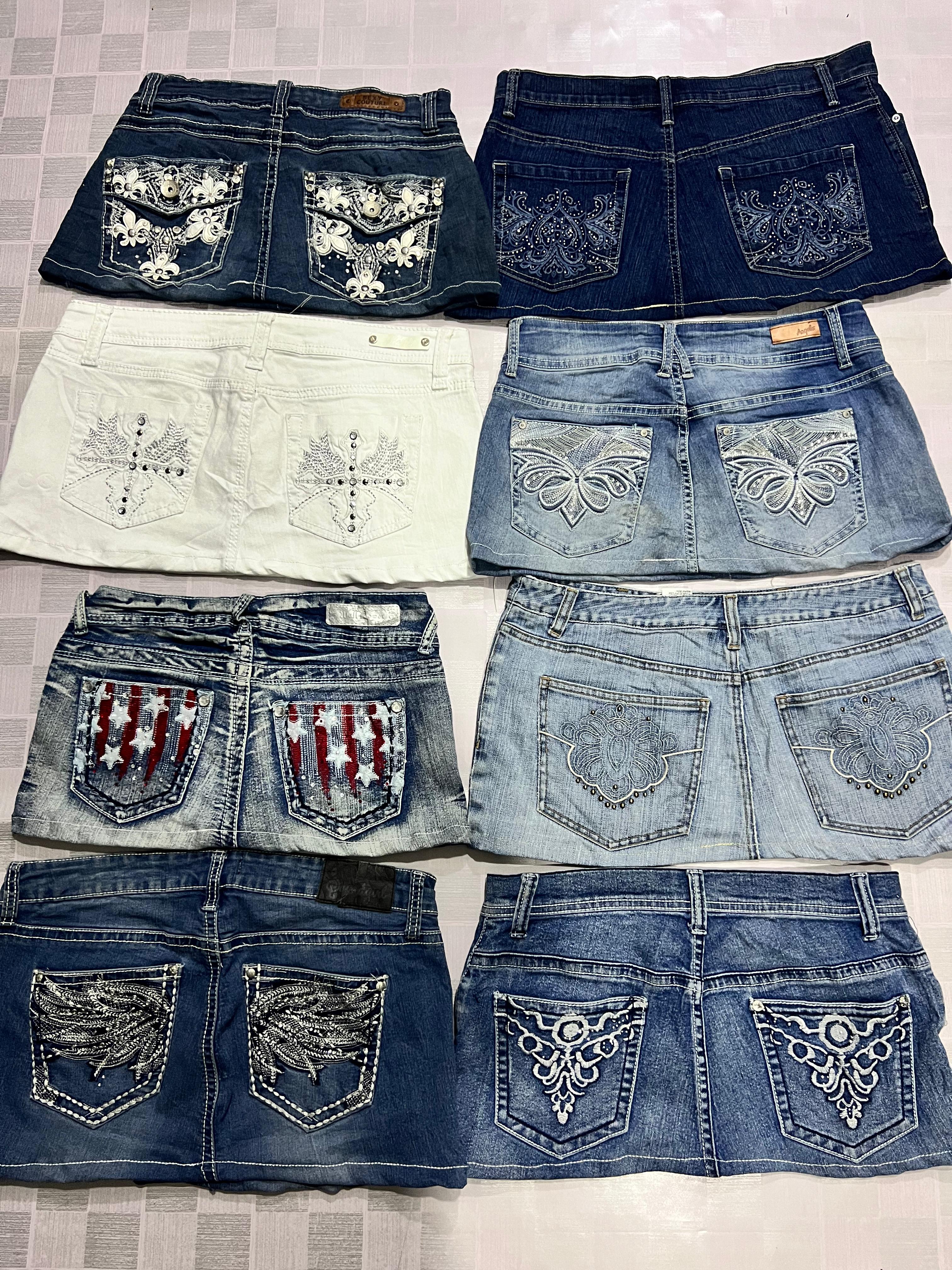 R166 Mini Saias Femininas Embelezadas Recicladas