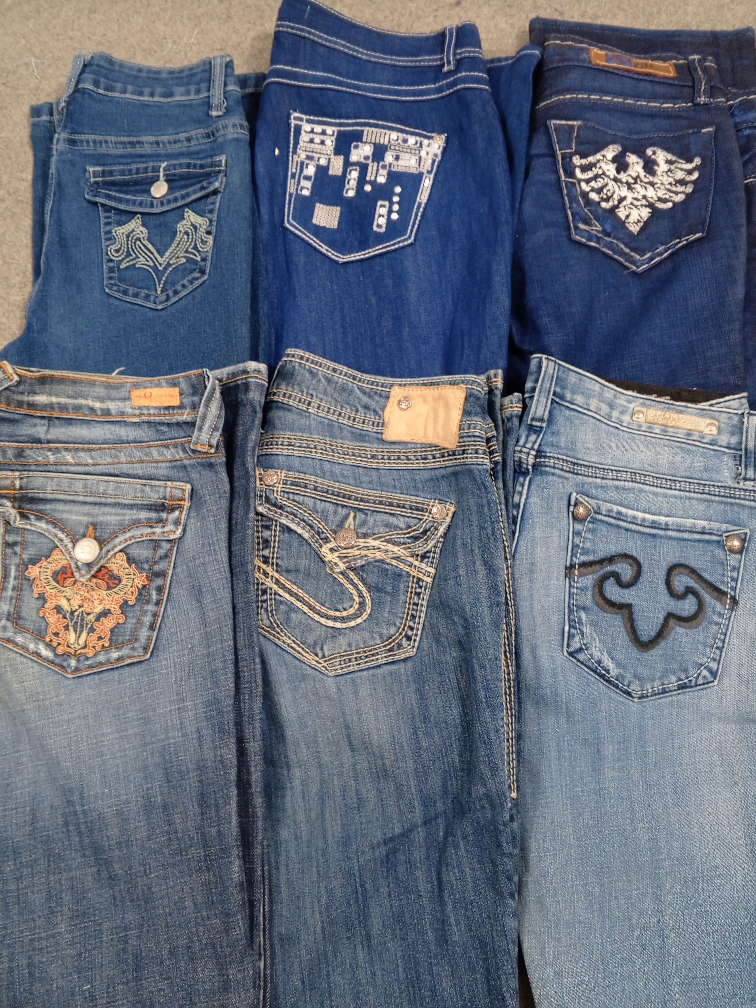HD1211 Ladies Y2K Jeans Flare de Denim Embelizados