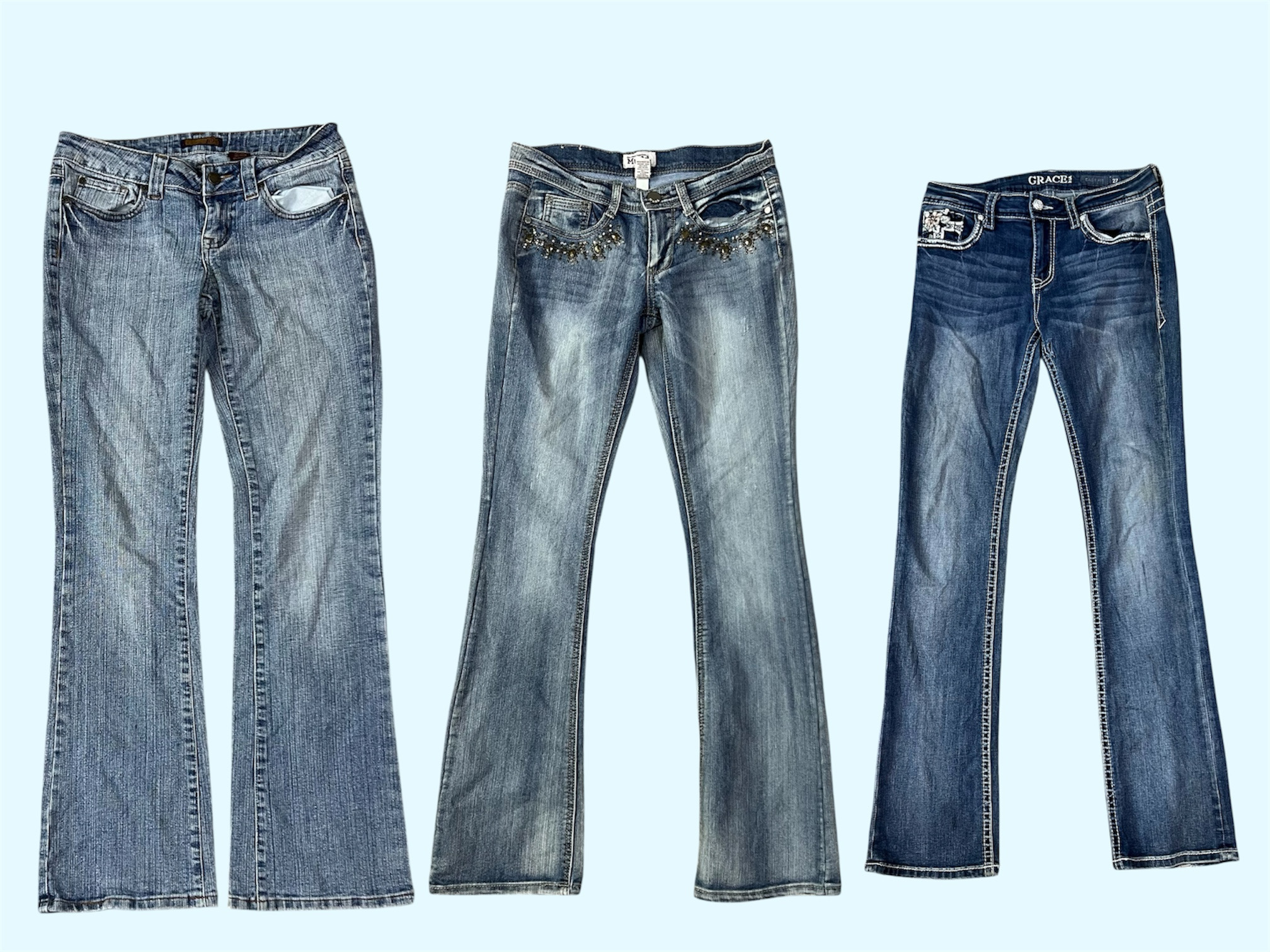 Y2K Bootcut Jeans Collection | Low Rise, Embellished & Classic 2000s Denim (Ts-1235)