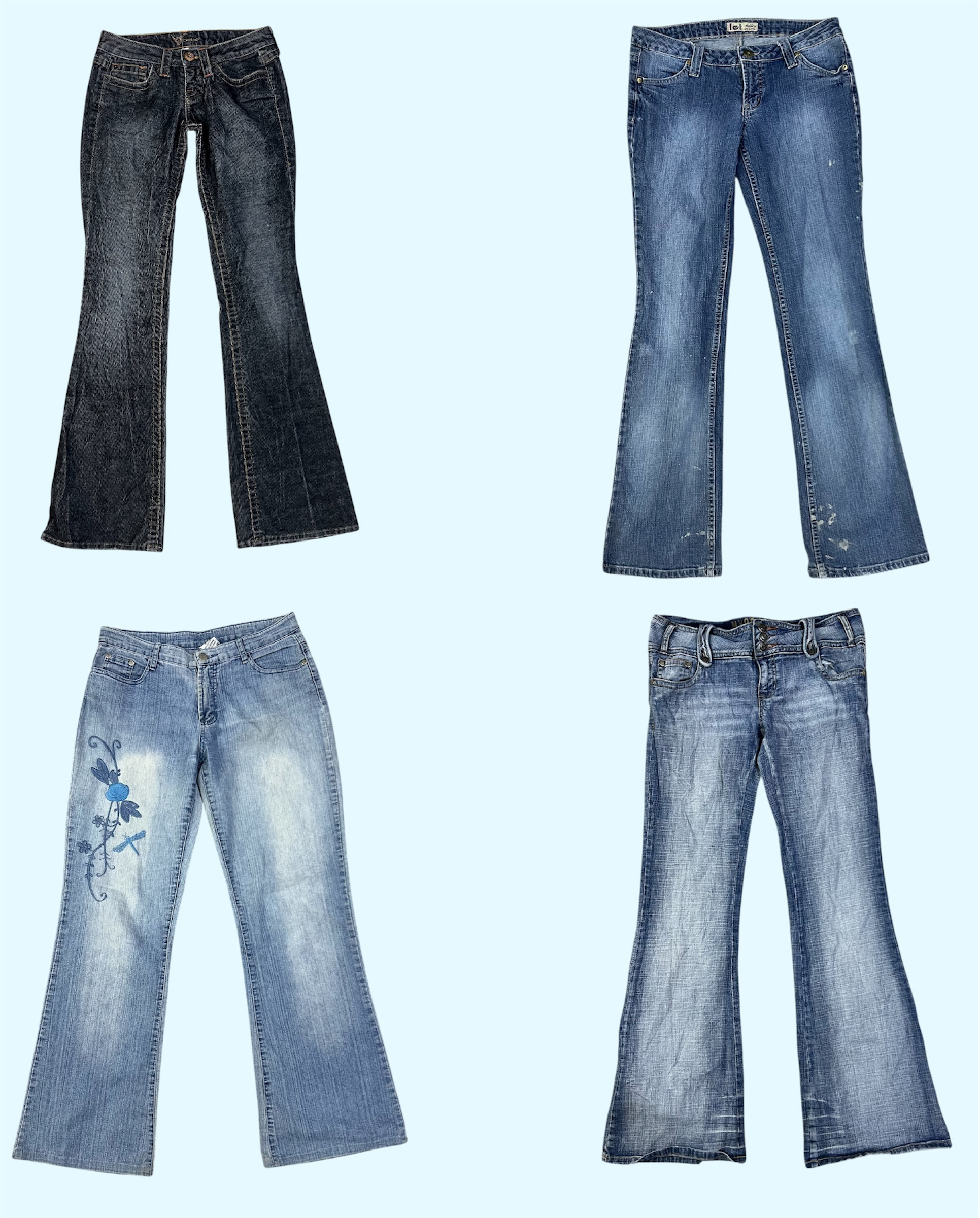 Y2K ブートカットアイコン | ローライズデニム＆ヴィンテージブルーエステティ 👖(Ts-1238)