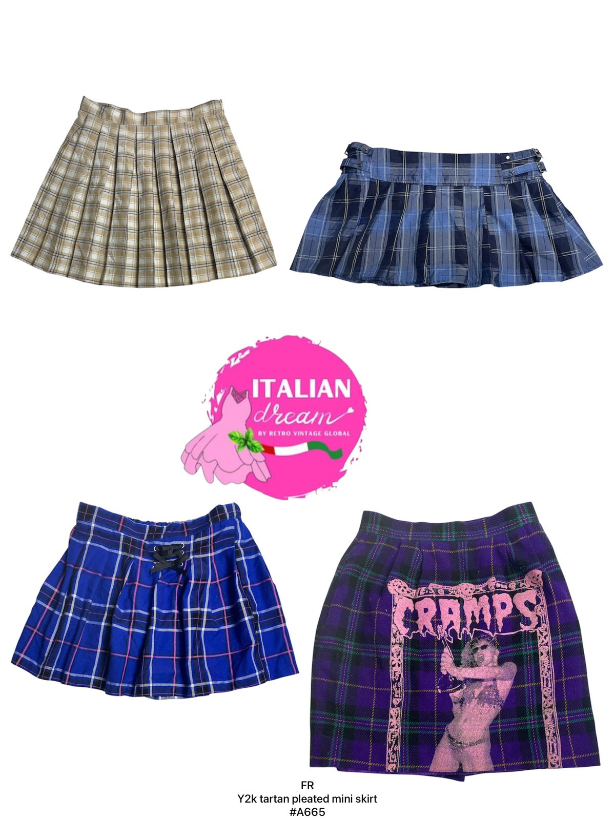 Jupe mini plissée tartan Y2k