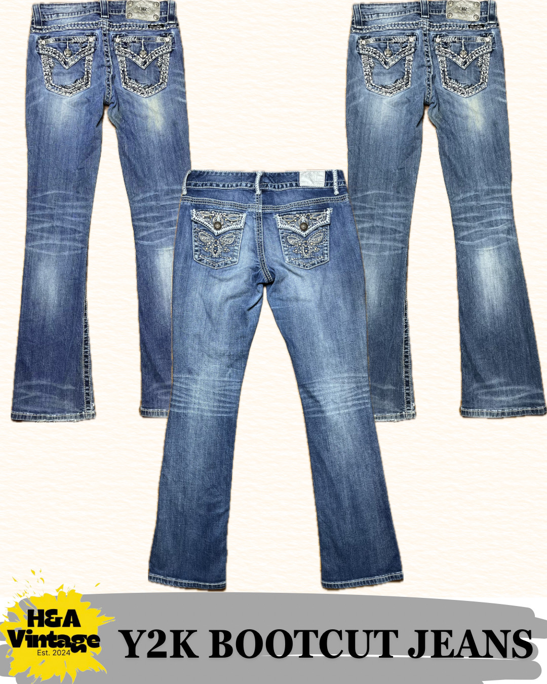 JEANS BOOTCUT RICAMATI O ABELLITI Y2K