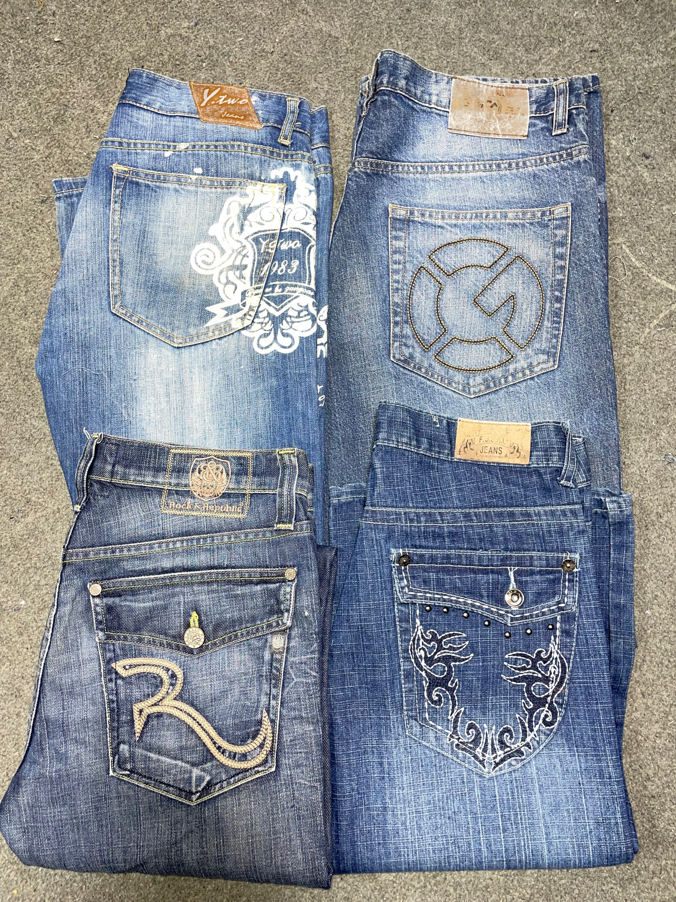 Jeans brodés pour hommes Y2K