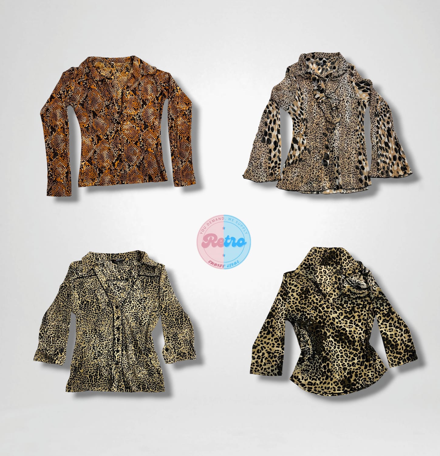 Y2K / Vintage Animal Print Blouse Collection (E)