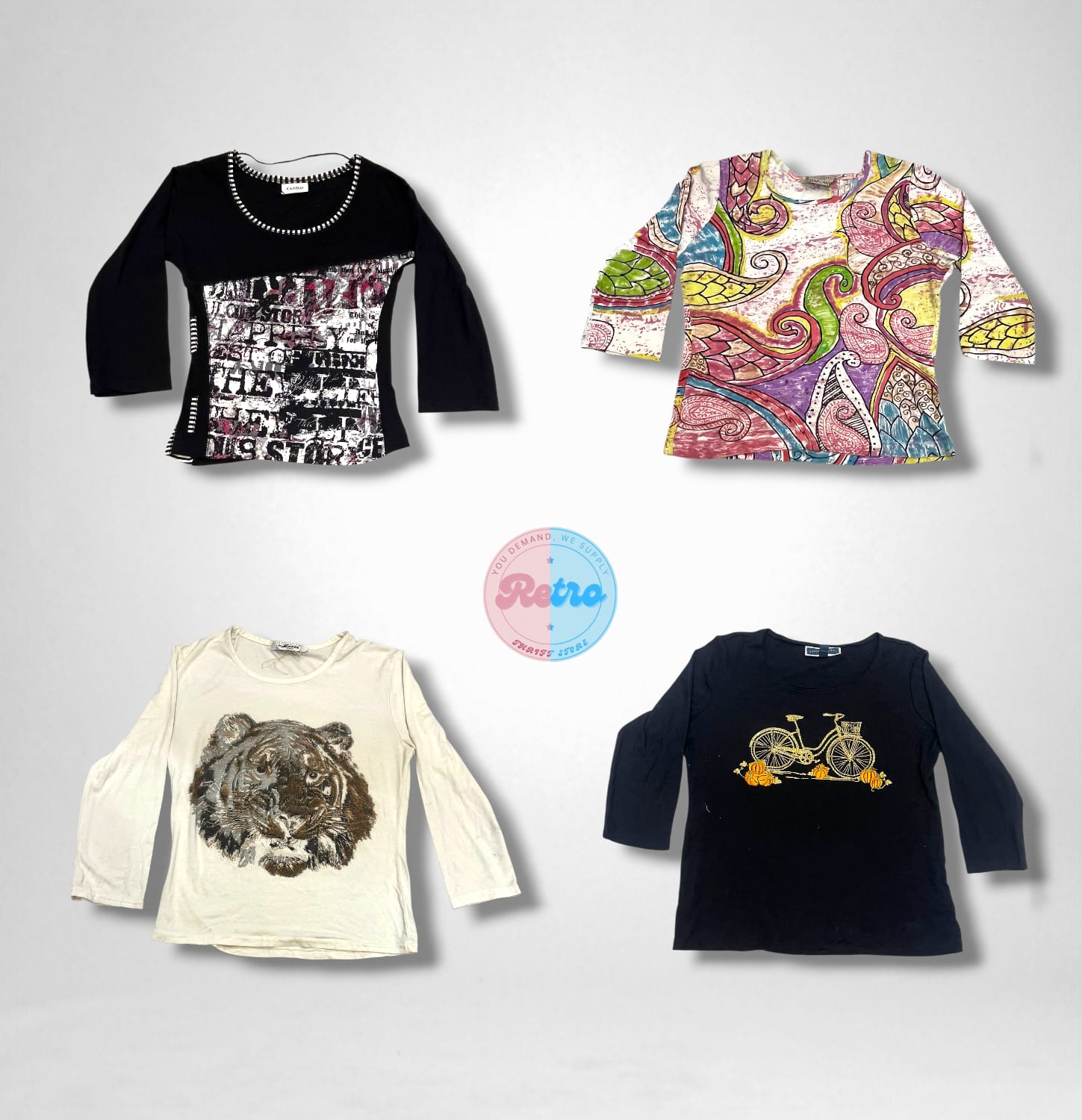 Eclectic Vintage Graphic & Print Long-Sleeve Tops ..