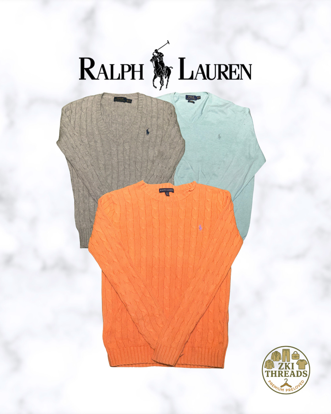 Suéteres de Tricô de Cabo e Pesados Ralph Lauren (D23)