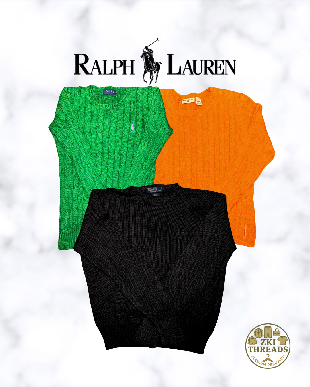 ラルフ・ローレン ケーブルニット＆ヘビースウェット (D24)