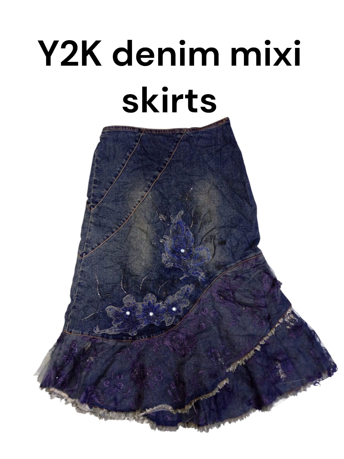 Y2k Denim-Mixi-Röcke