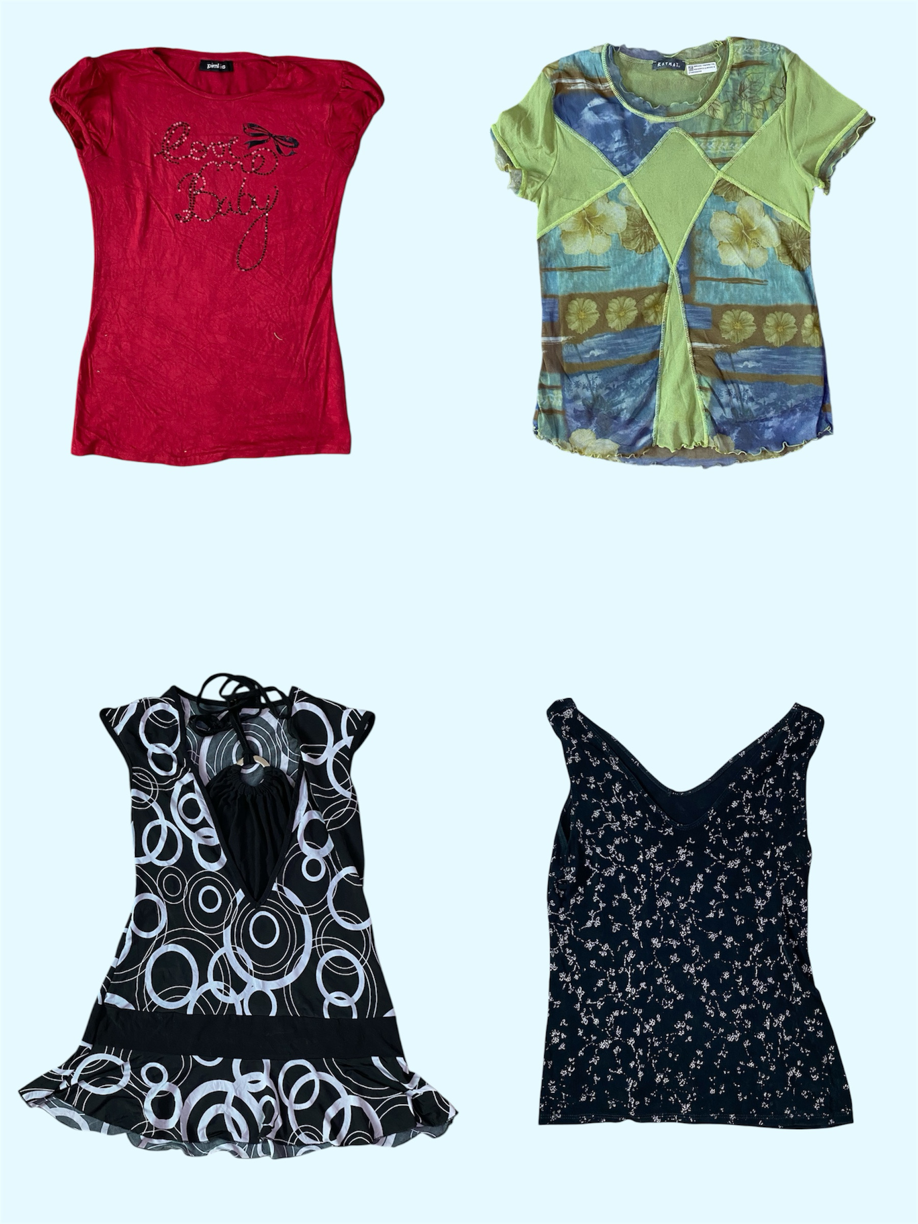 Renascimento da Moda Y2K: Tops Florais(TS:1183)