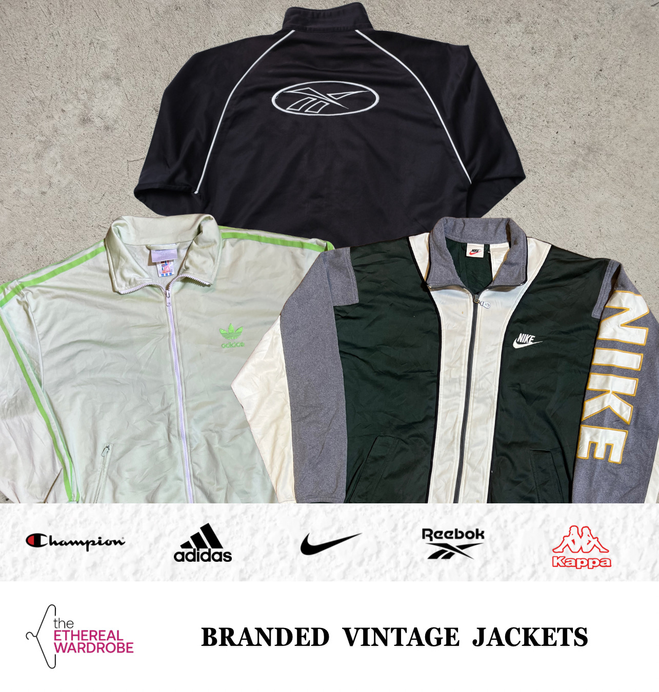 ビンテージジャケット Nike, Adidas, Reebok, Champion & Kappa
