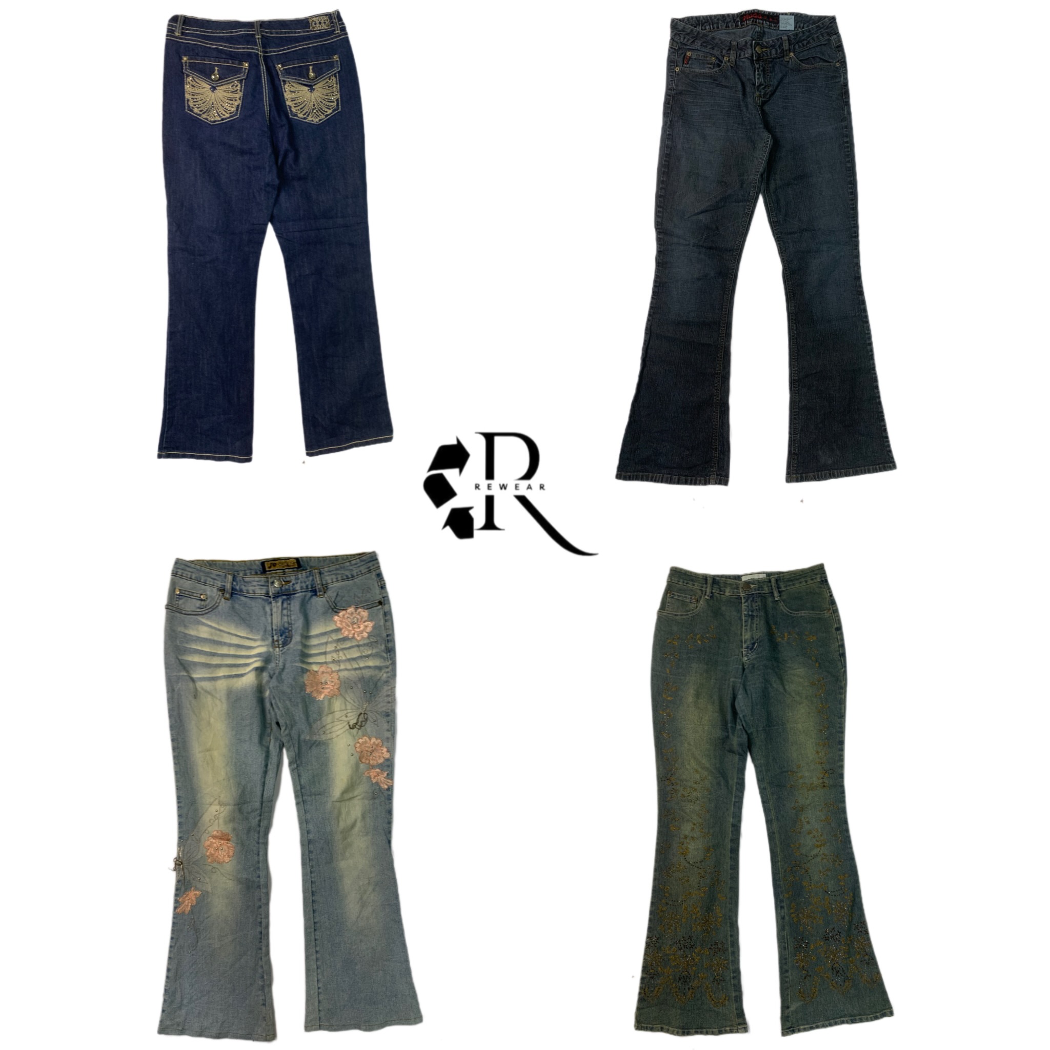 Y2K Unique Denim Flare Jeans(Rw-1119)