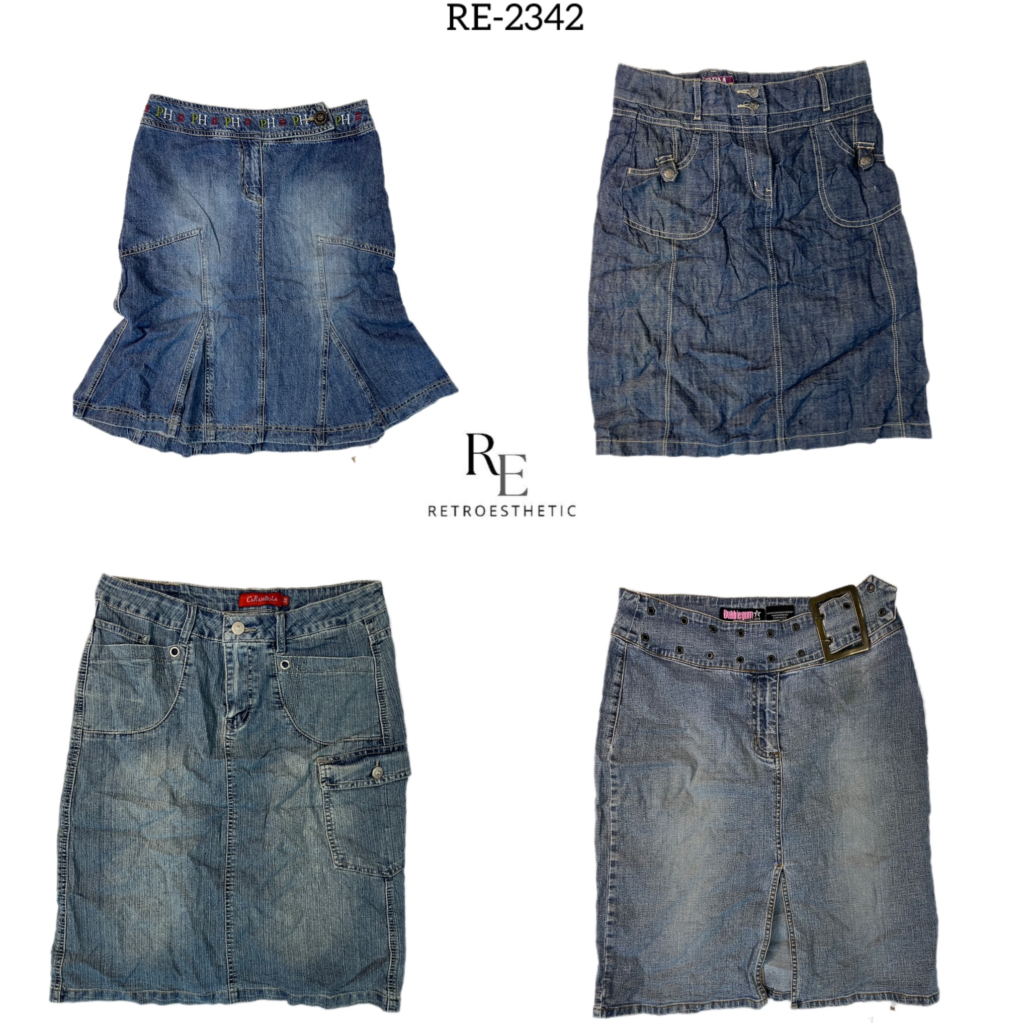 Y2K IT Girl Denim Midi skirts (Re-2342)