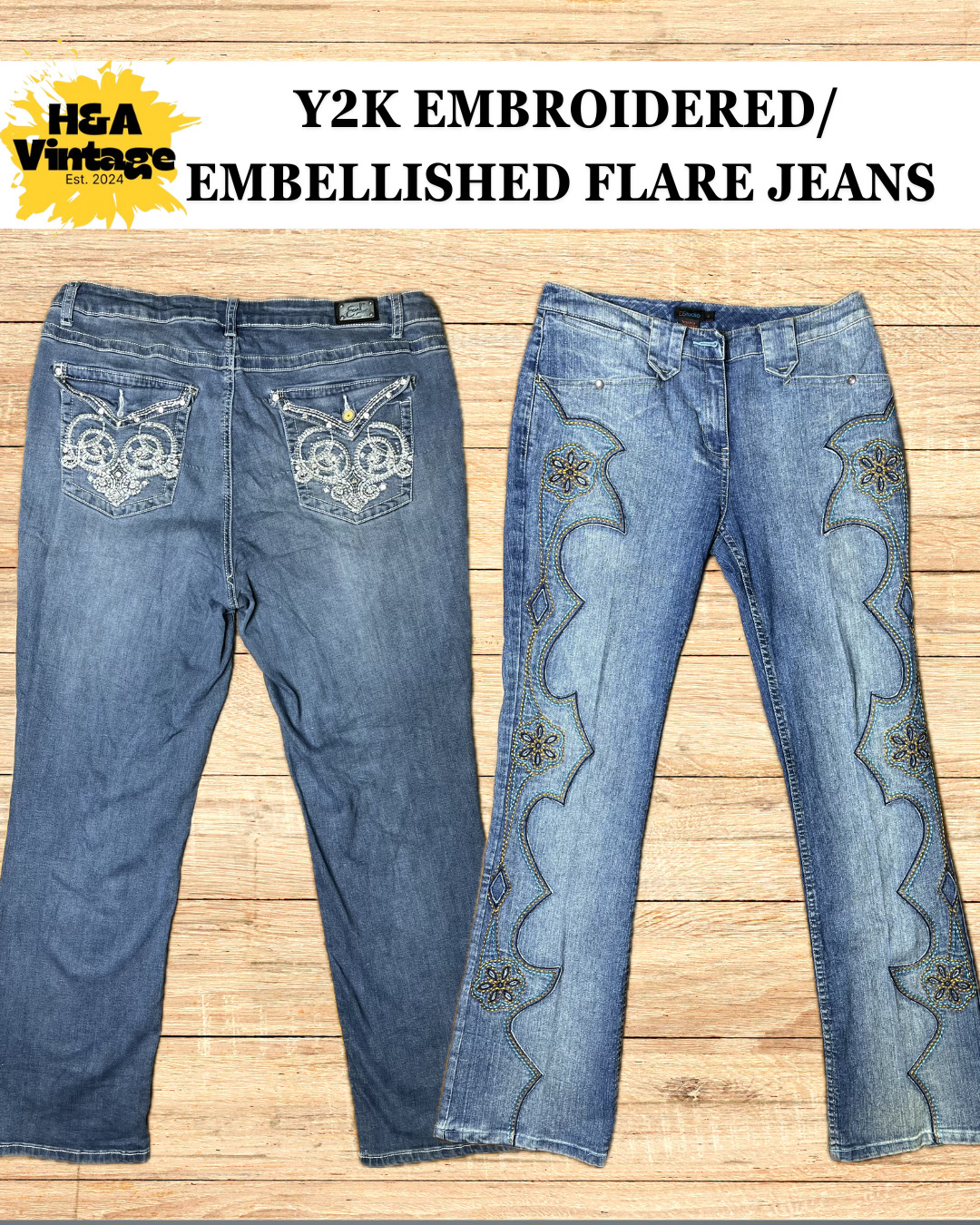 Y2K EMBROIDERED OR EMBELLISHED BOOTCUT JEANS