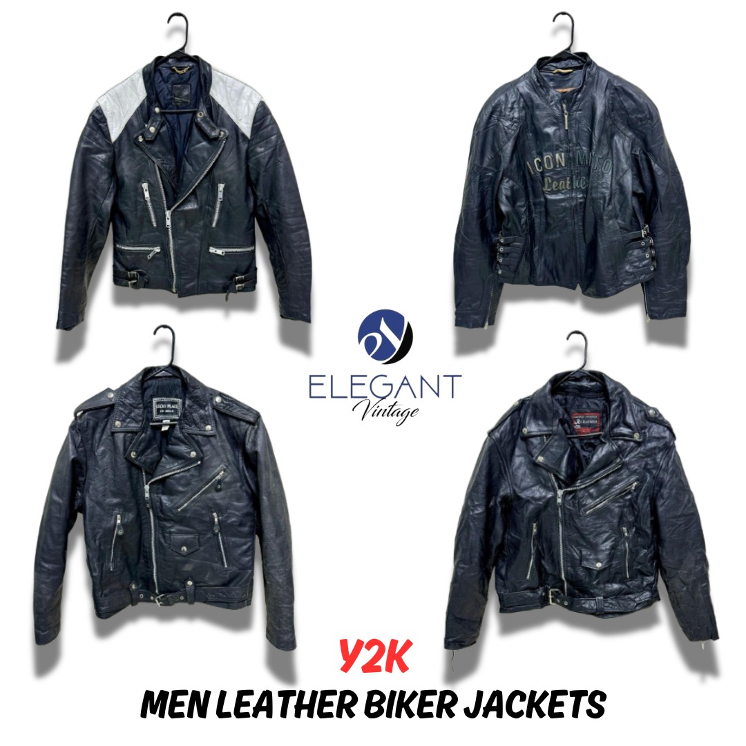 Y2K Men Leathers Biker Jackets - EV0164