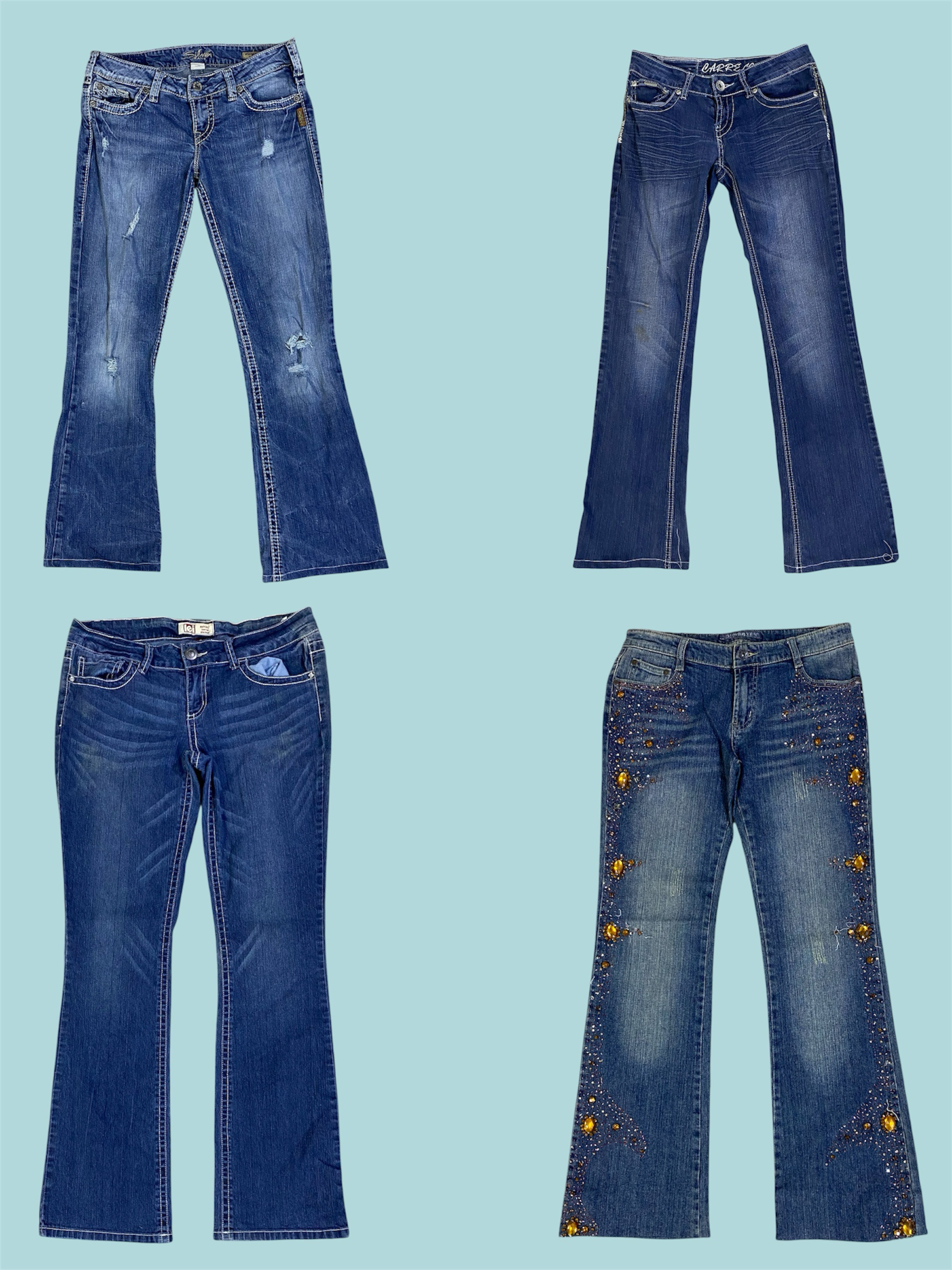 Y2K Low-Rise Flare Jeans(TS:1197)